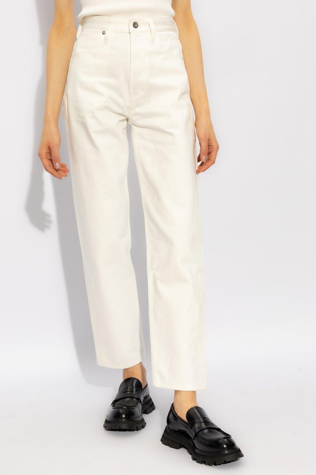 Shop Jil Sander Mid-waisted Cropped Jeans In White