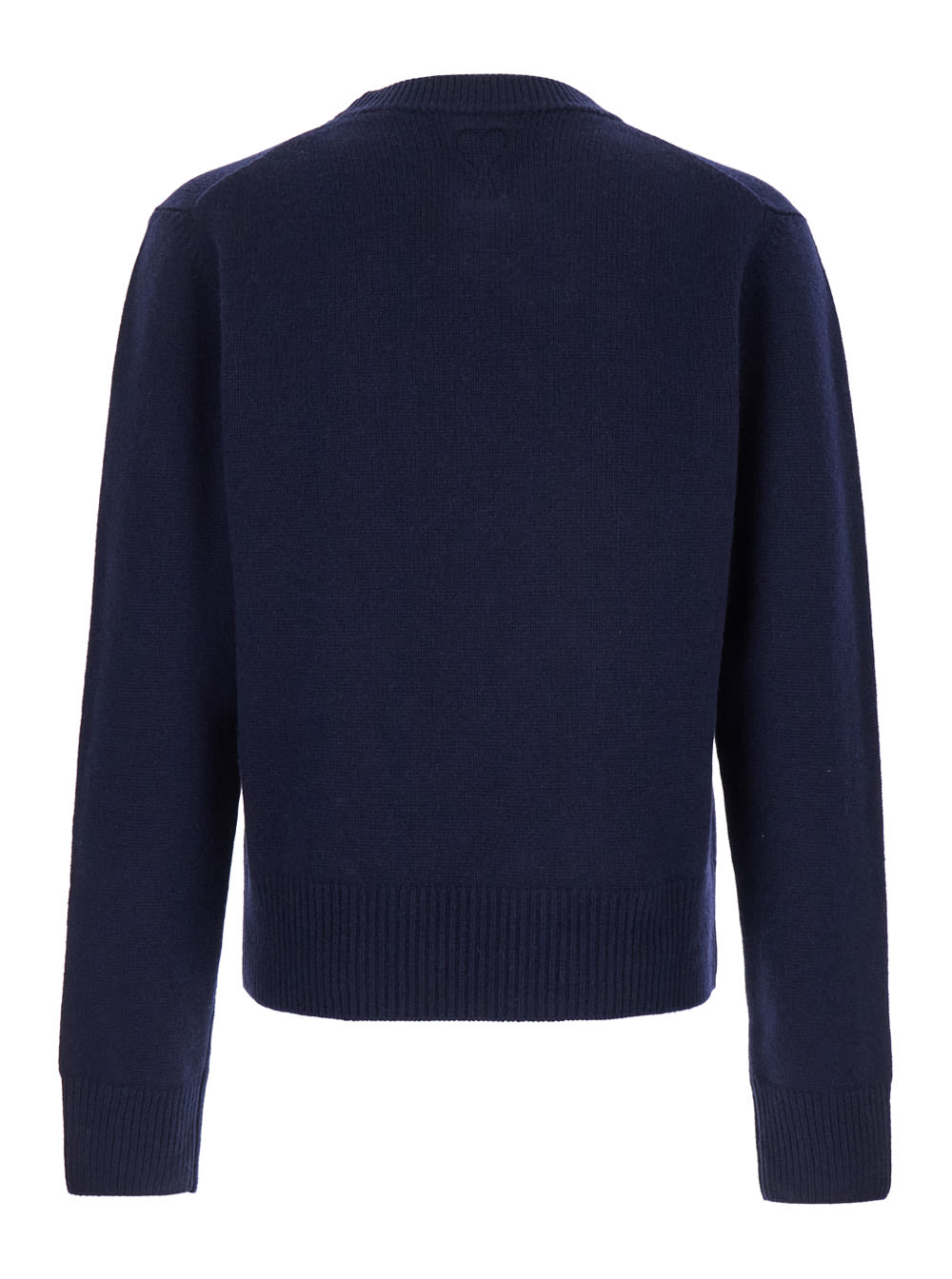 Shop Ami Alexandre Mattiussi Blue Crewneck Sweater With Argyle Motif In Wool And Cashmere Man