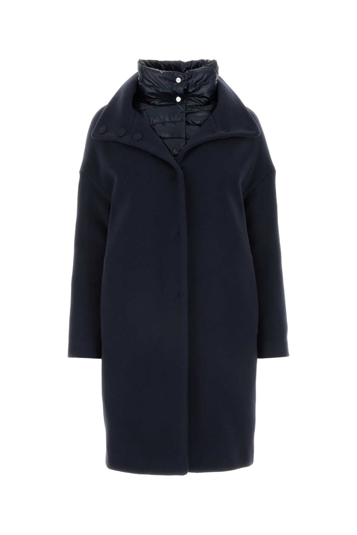 Shop Herno Dark Blue Wool Blend Coat