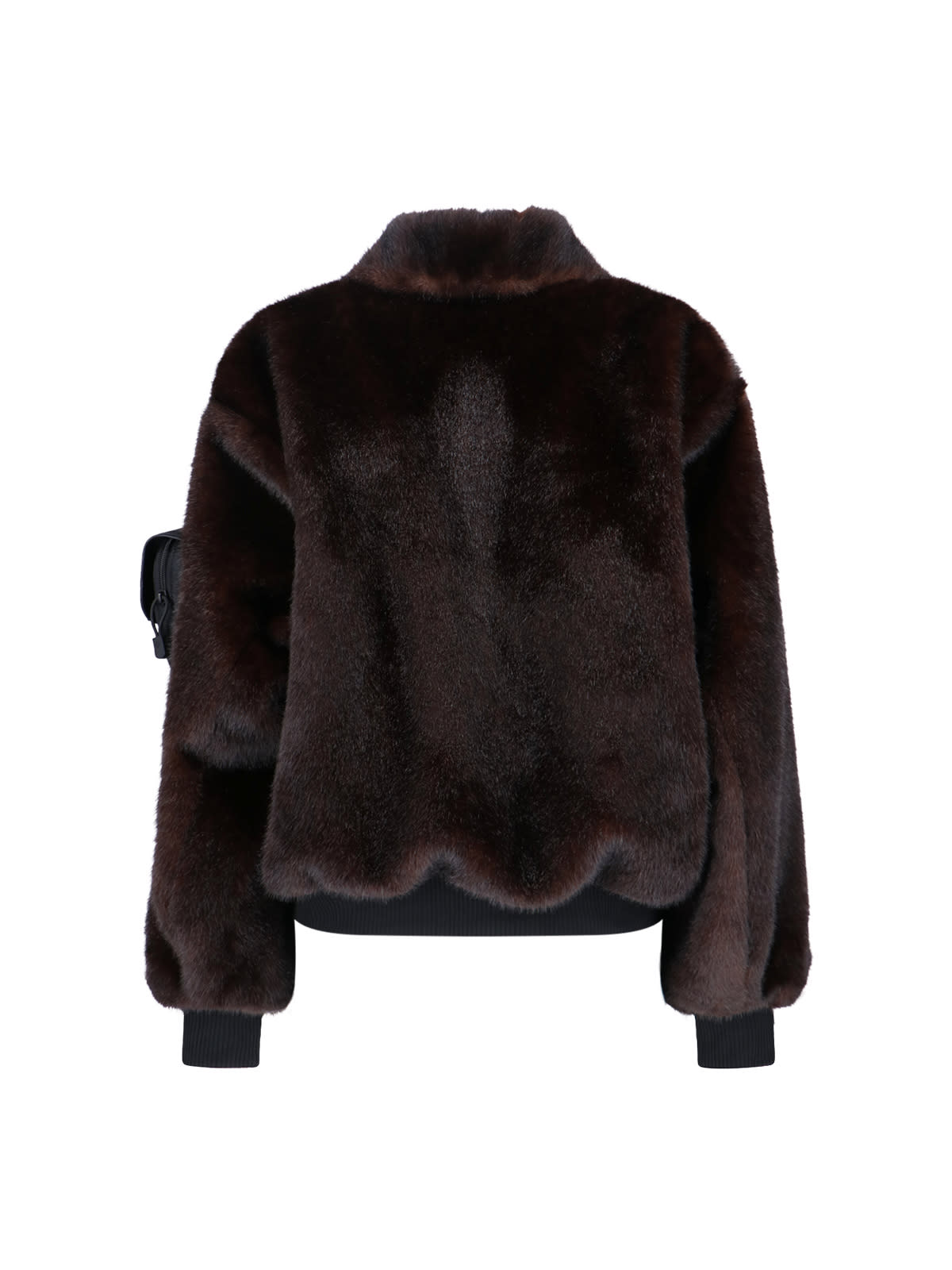 Coperni High-collar Brown Synthetic Fur Bomber Jacket In Brown