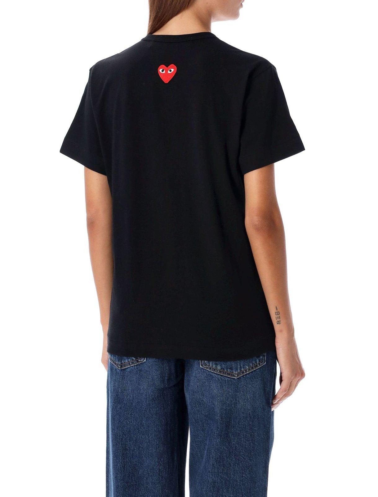 Comme Des Garçons Play Logo Detailed Crewneck T-shirt In Black