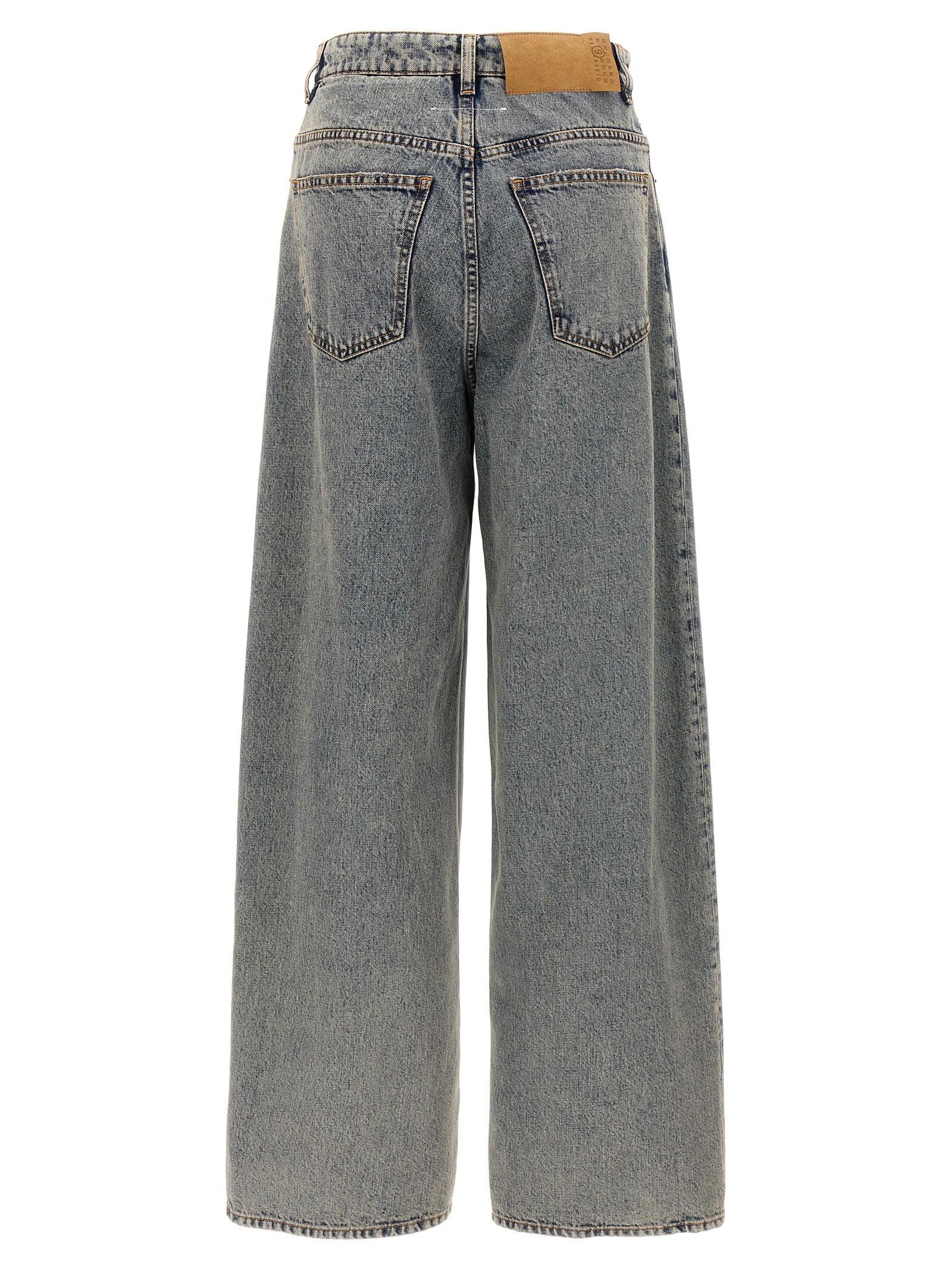 Shop Mm6 Maison Margiela Wide Leg Jeans In Blue