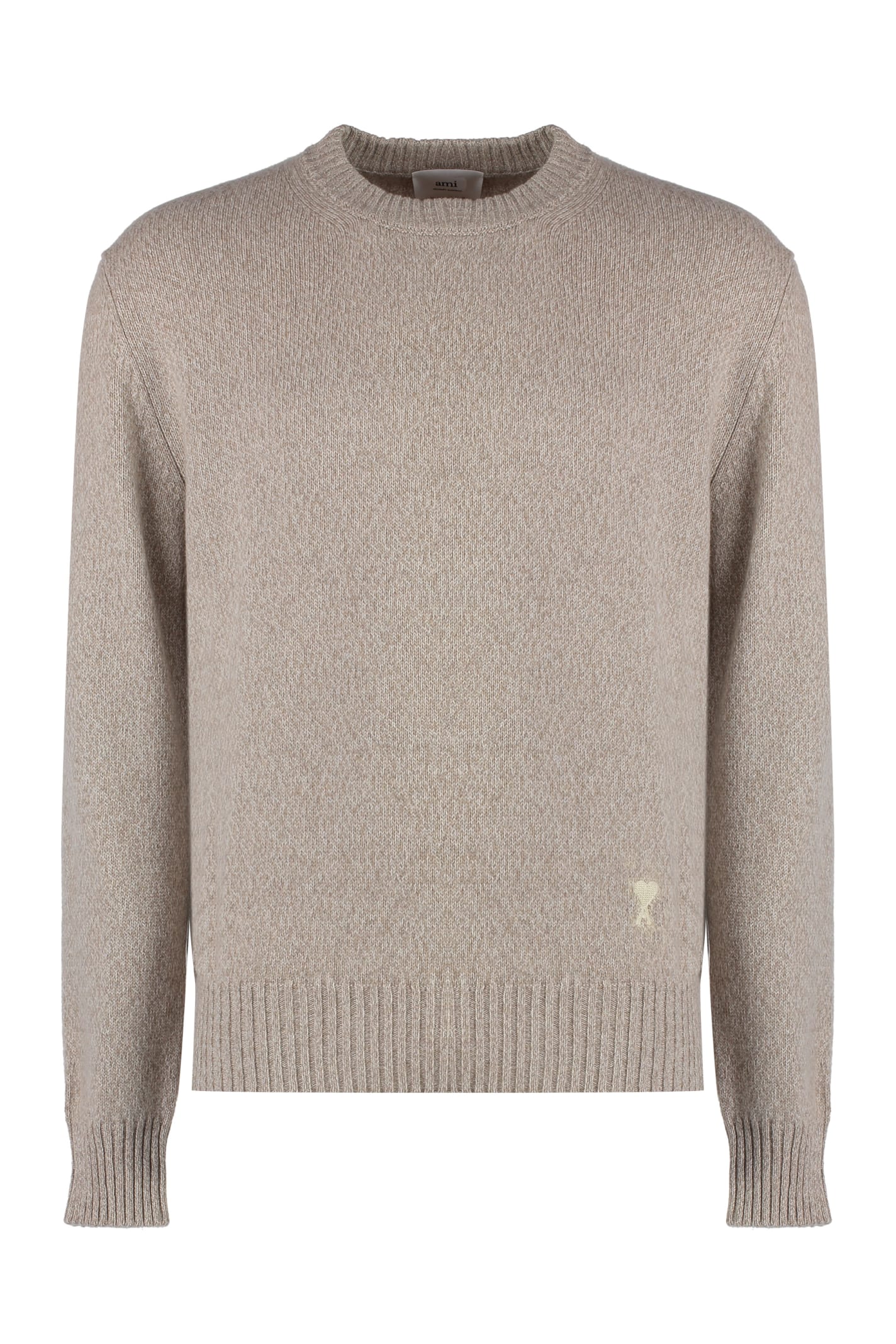 Shop Ami Alexandre Mattiussi Wool And Cashmere Sweater In Beige