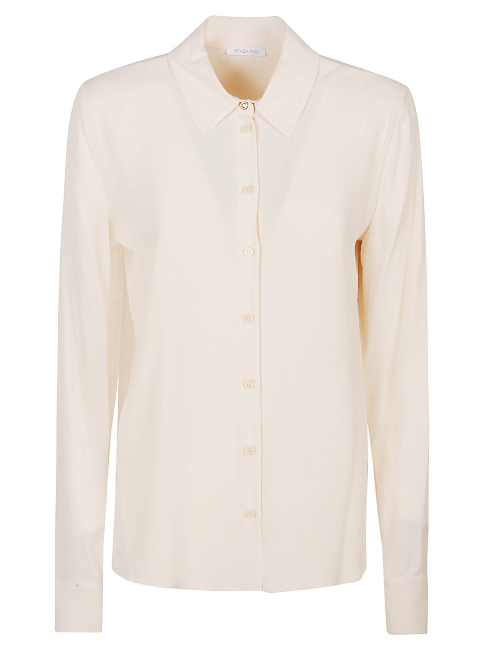 Shop Patrizia Pepe Long Sleeve Shirt In Ivory Skin