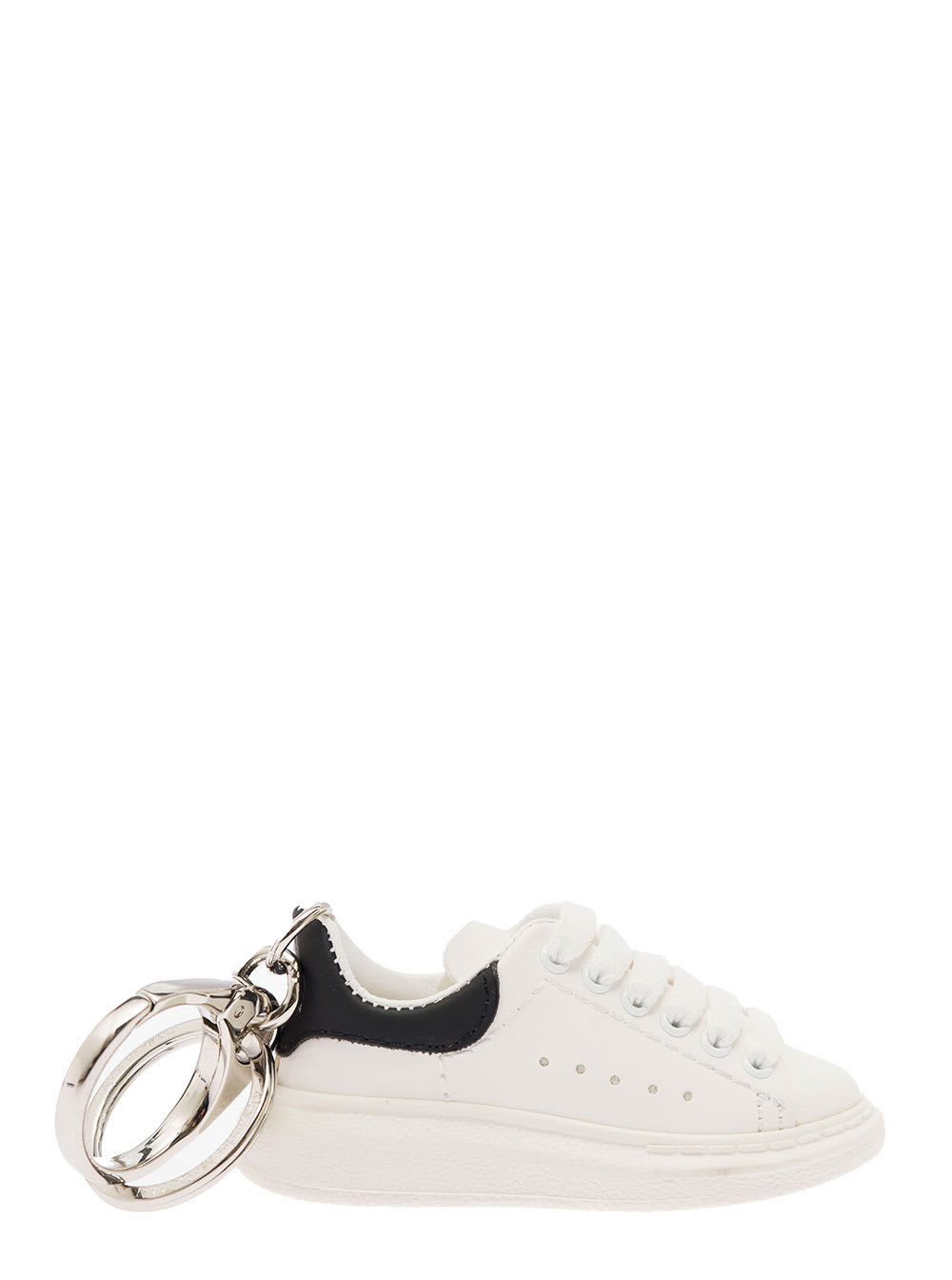 Shop Alexander Mcqueen White And Silver Chunky Sole Sneaker Keyring