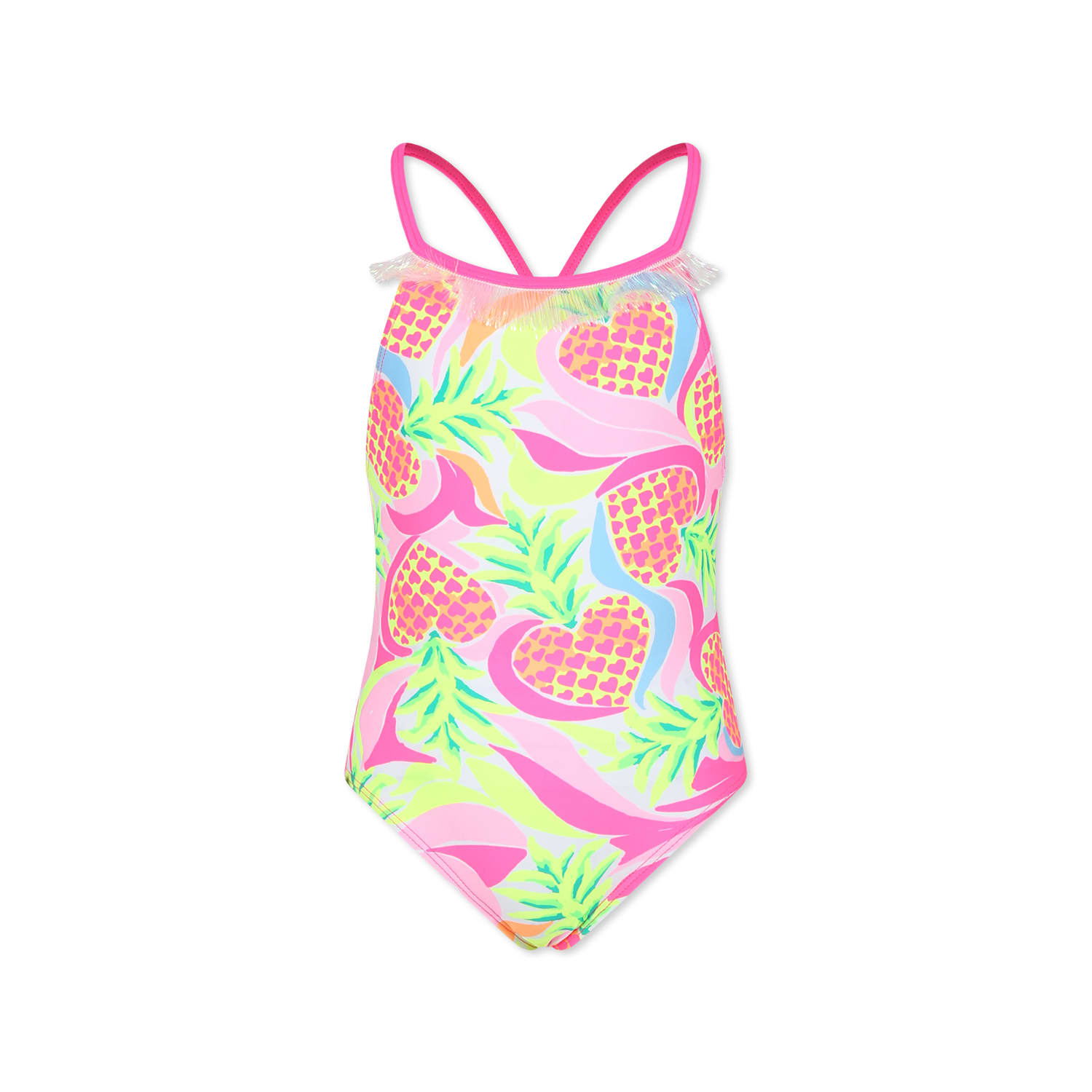 Billieblush Pink Swimsuit For Girl With Pineapple Print In Multicolor