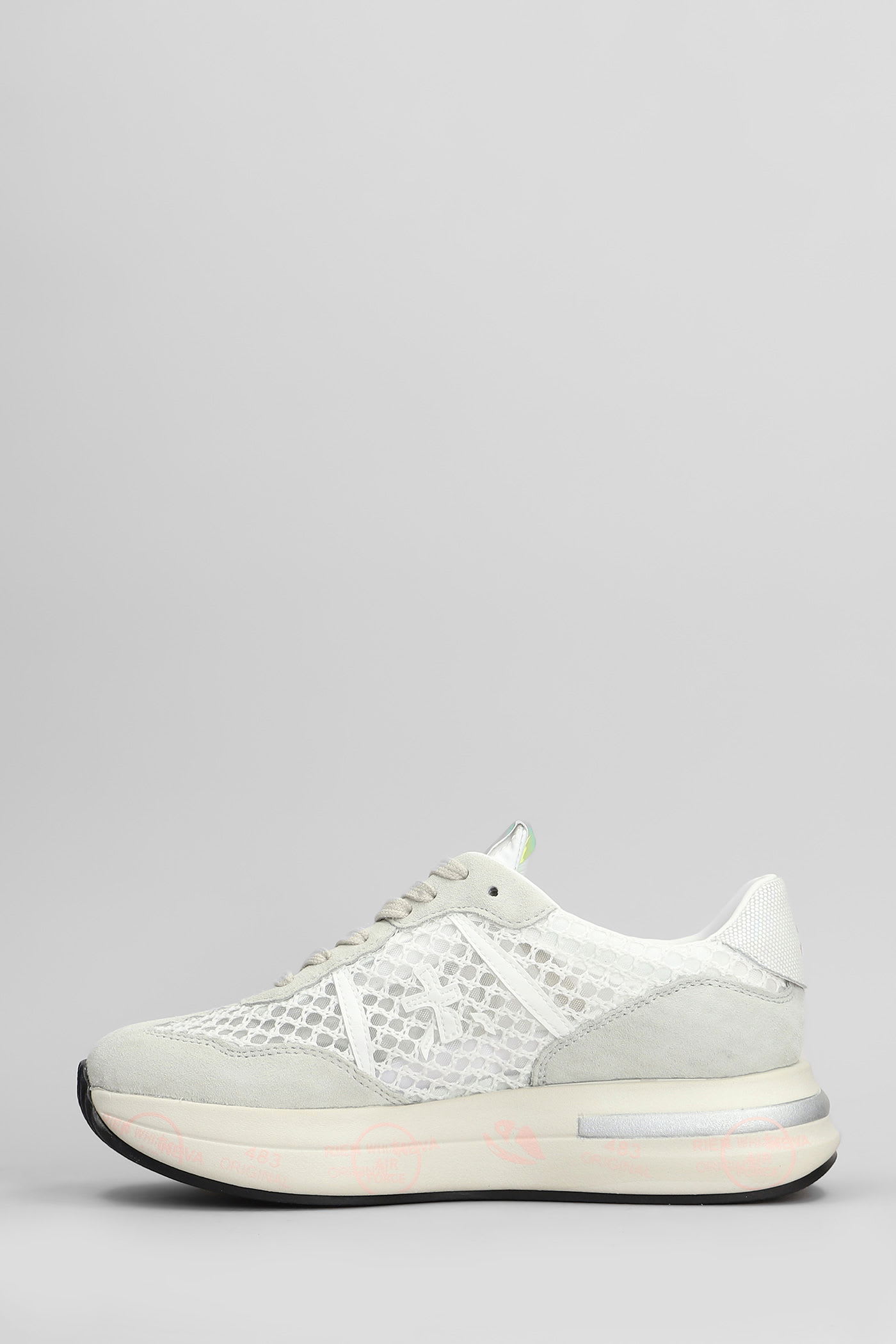 Premiata Cassie Sneakers In White Suede And Fabric In White