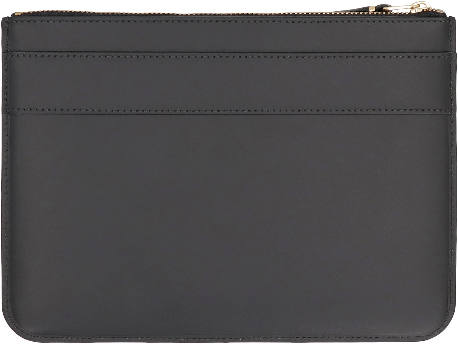 Comme Des Garçons Logo Detail Flat Leather Pouch In Black