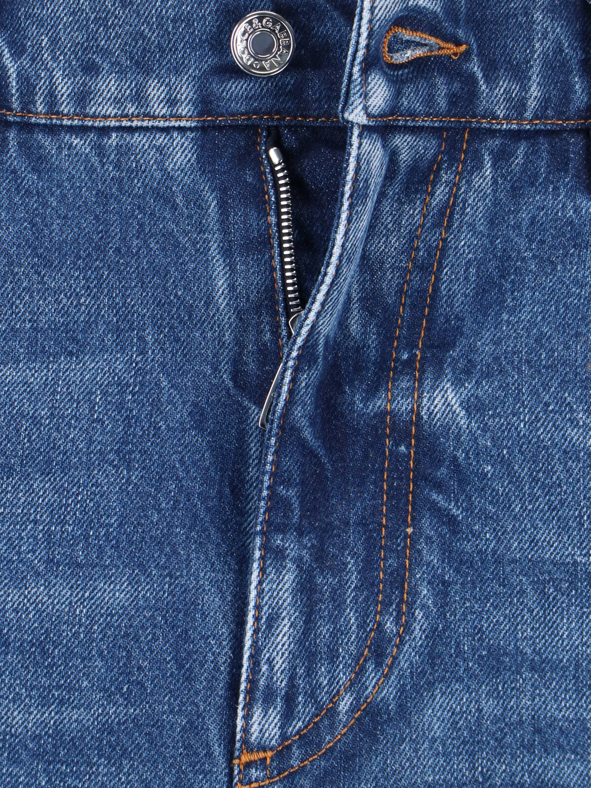 Dolce & Gabbana Wide-leg Trousers With Pockets And Cuffs In Blue