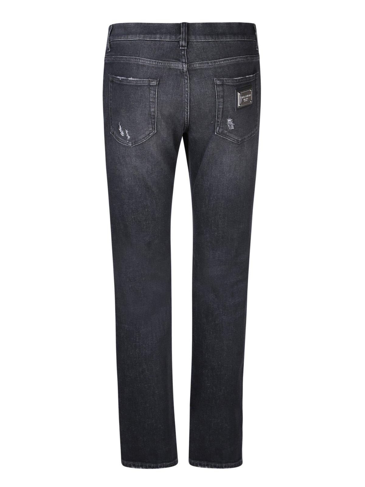 Shop Dolce & Gabbana Straight Leg Distressed Jeans In Blue