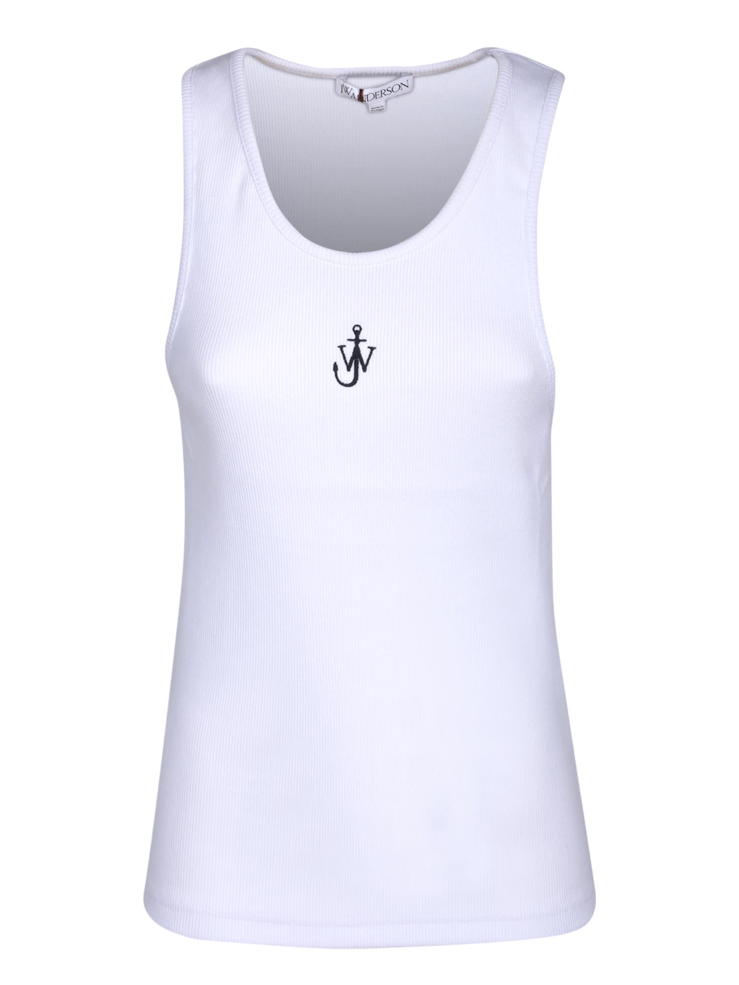 Shop Jw Anderson Embroidered Logo White Tank Top
