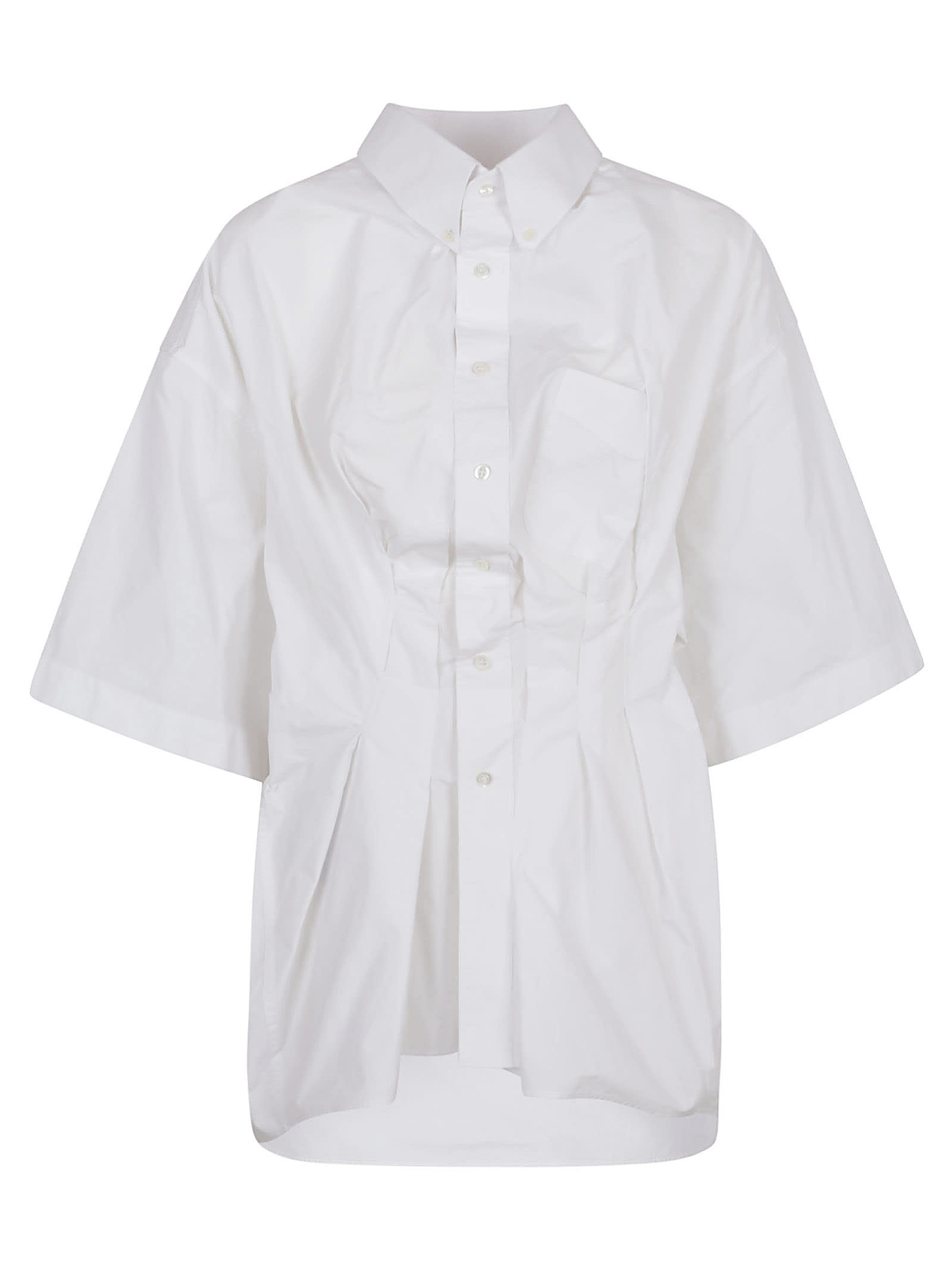 Maison Margiela Short-sleeved Oversized Shirt In White
