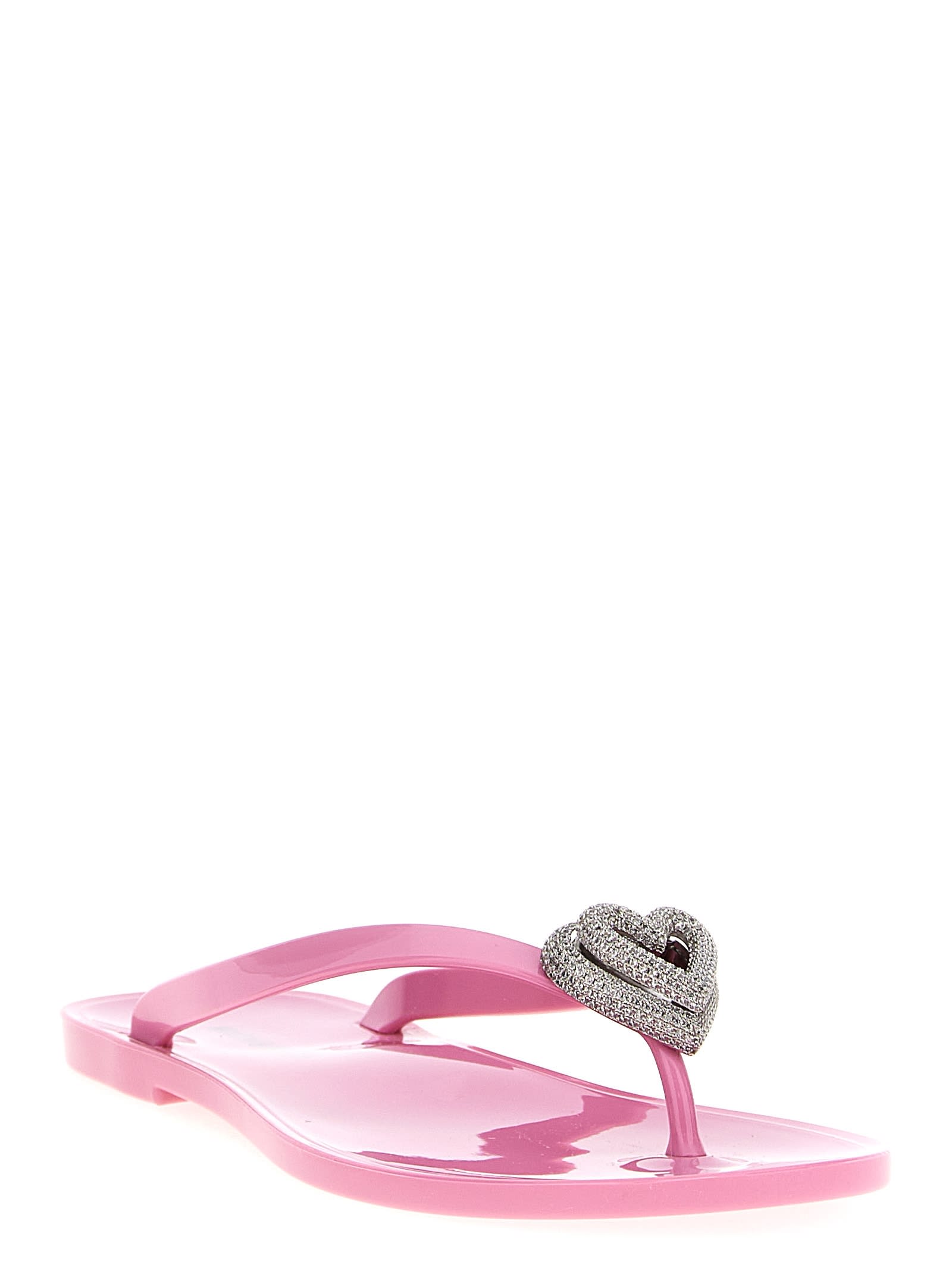 Mach & Mach Flip-flop Sandals With Double Heart In Pink