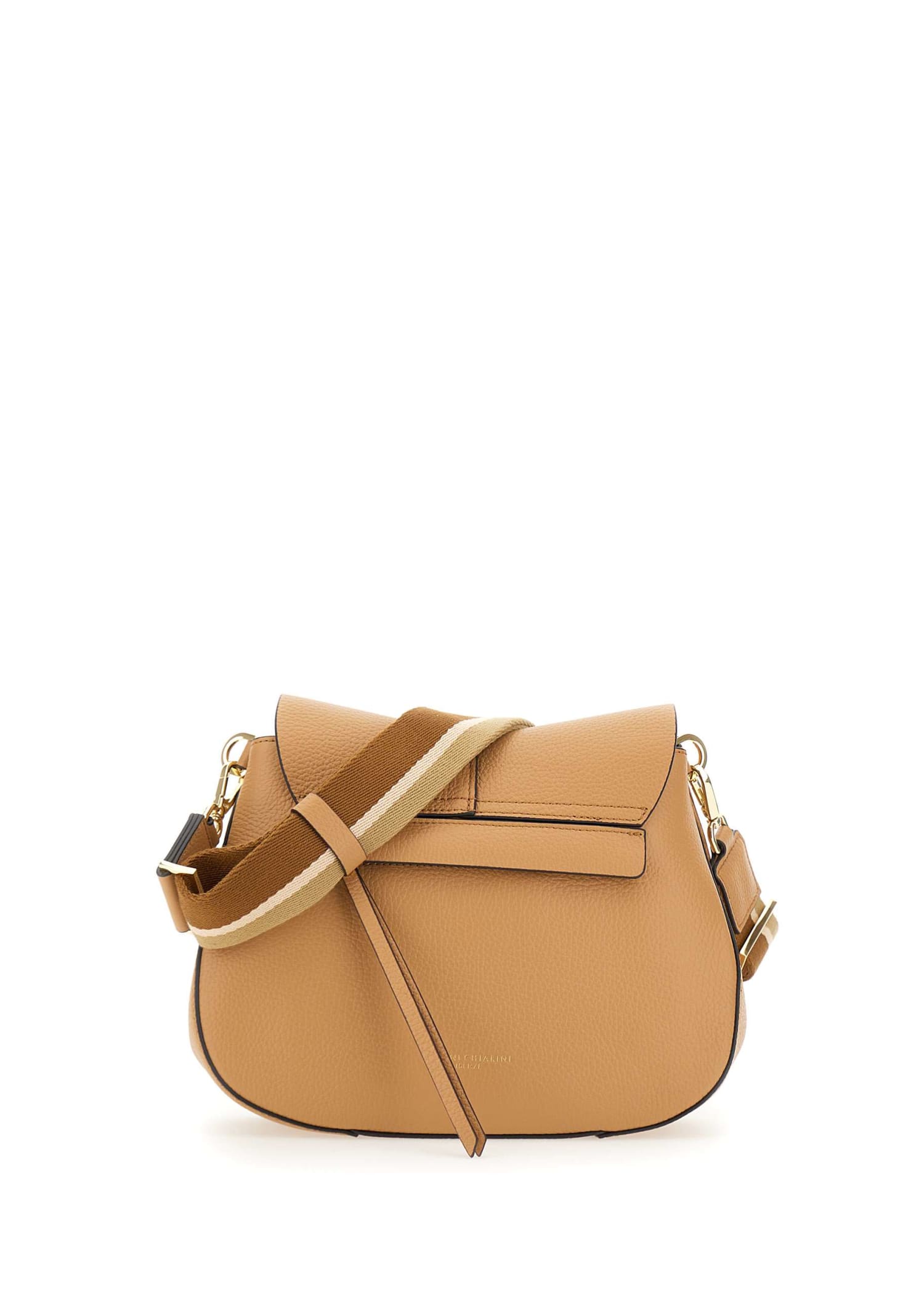 Shop Gianni Chiarini Helena Round Leather Bag In Beige