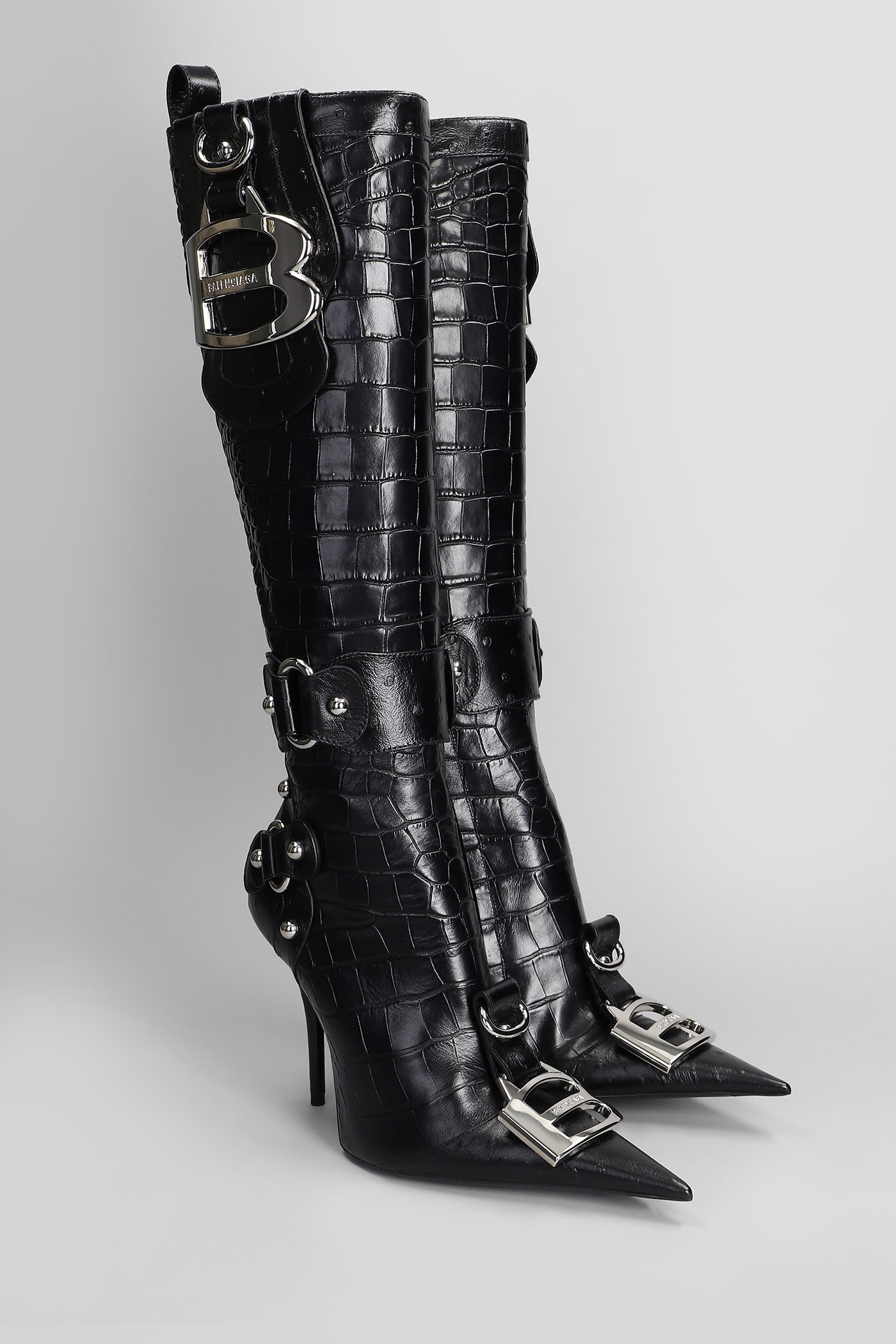 BALENCIAGA ESSEX BOOT 110 HIGH HEELS BOOTS IN BLACK LEATHER 