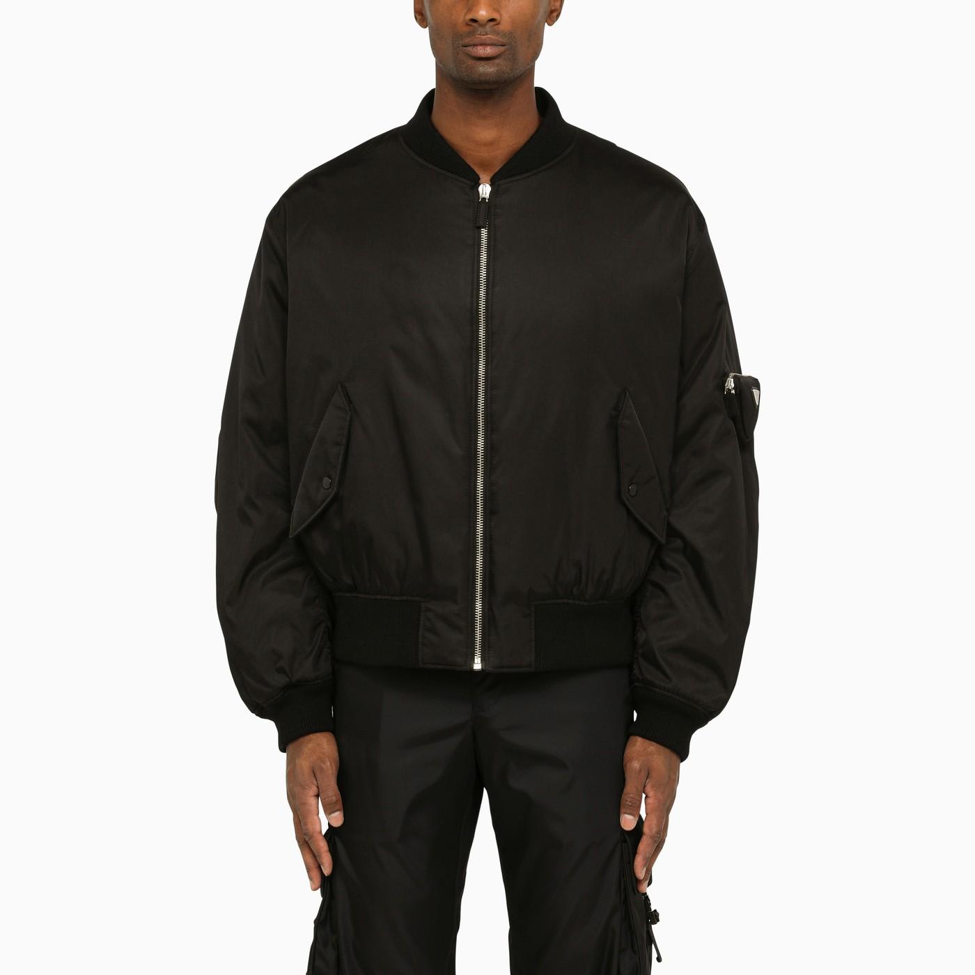 Shop Prada Black Padded Re-nylon Bomber Jacket