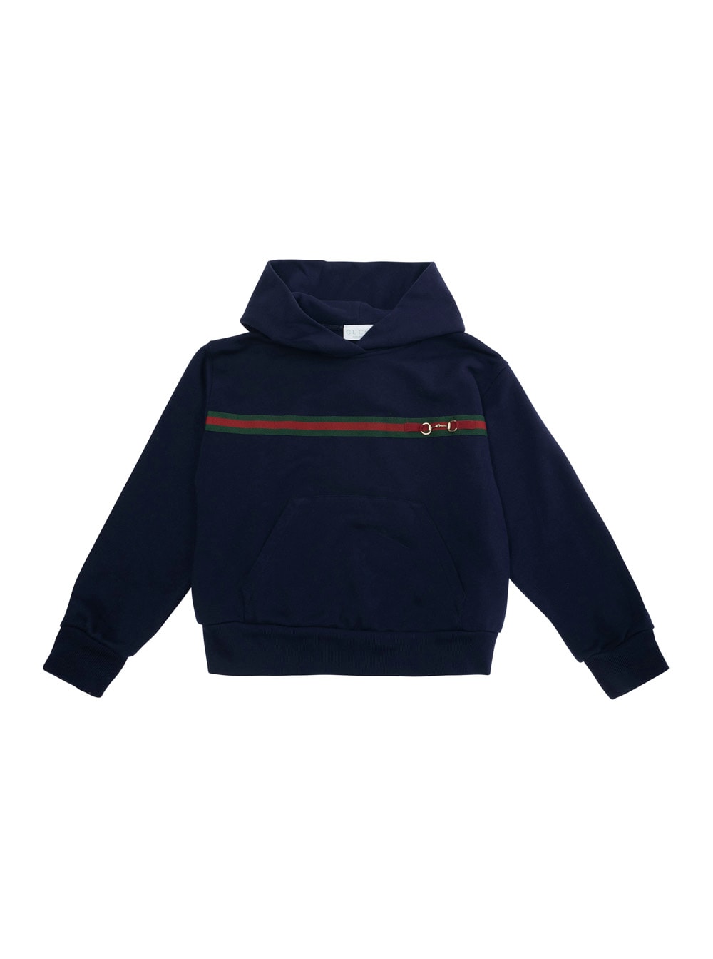 Gucci Blue Hoodie With Web Detail With Horsebit On The Front In Cotton Girl In Black