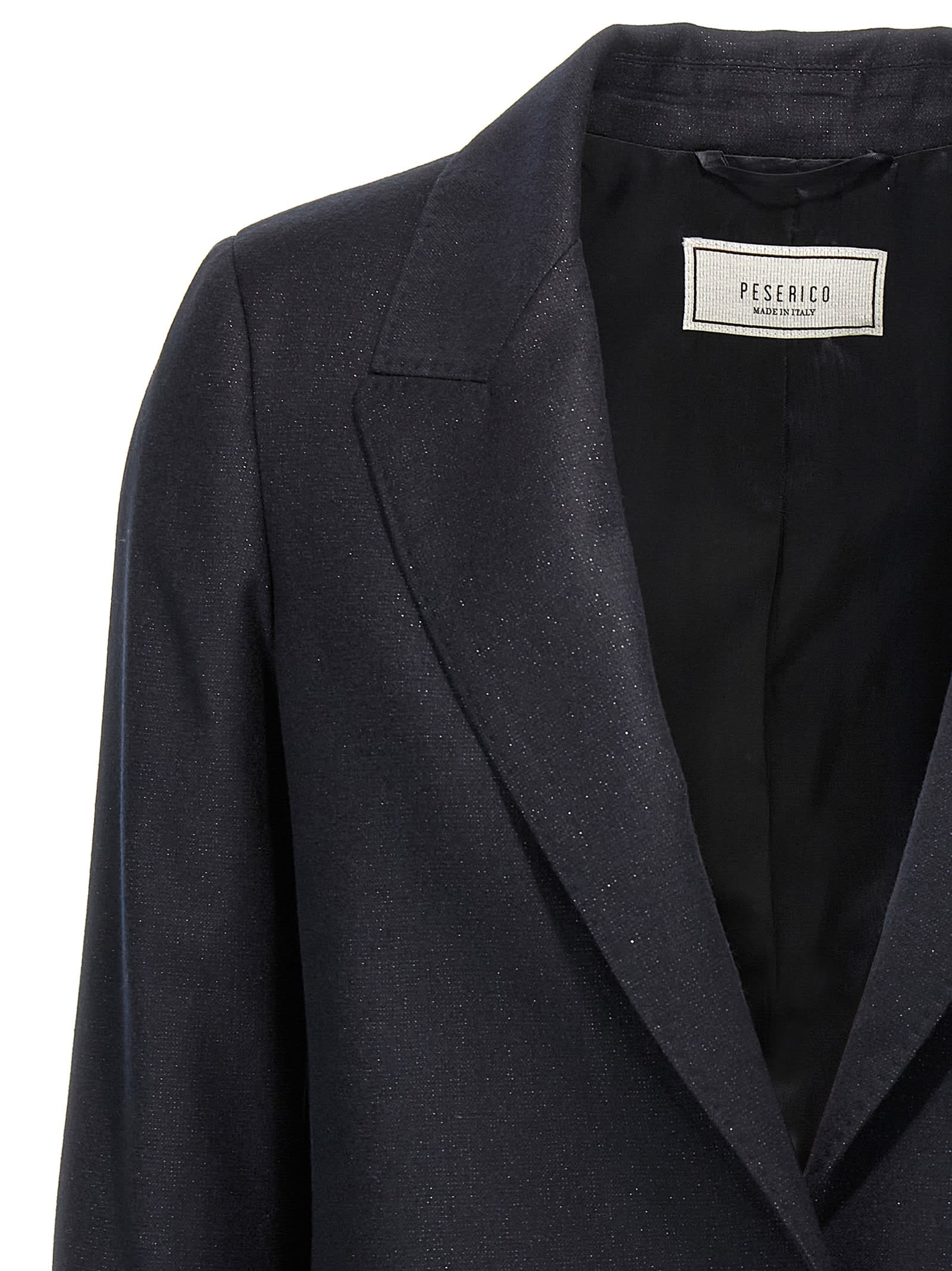 Peserico Shiny Blazer With Lapel And Pockets In Blue