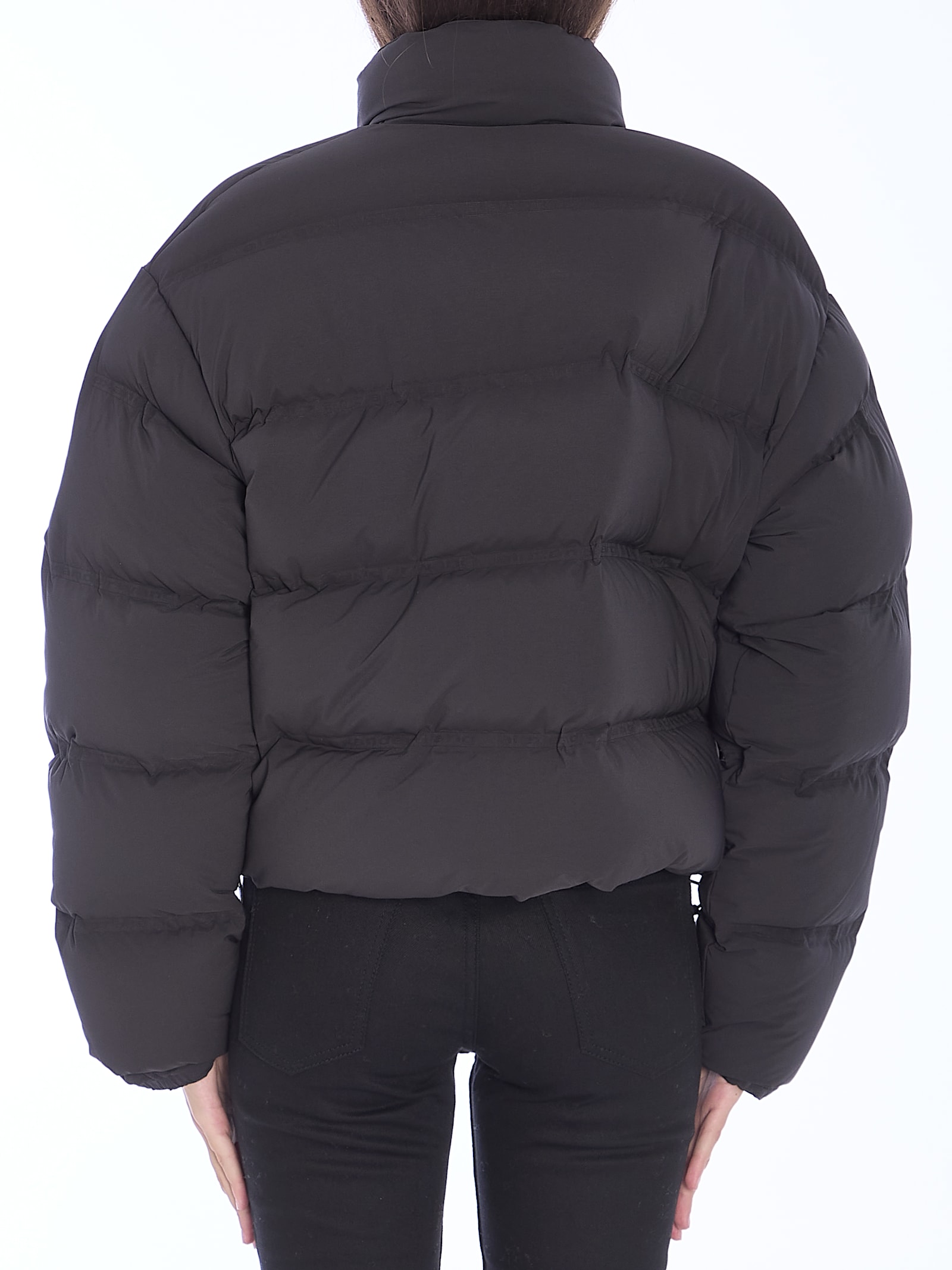 Shop Alexander Wang Cropped Quilted Puffer Jacket In Black