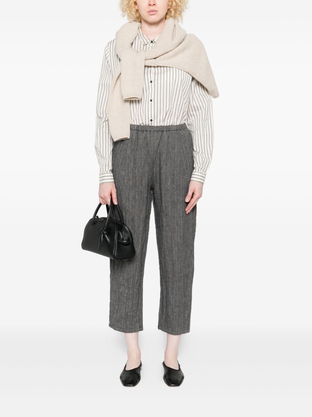 Apuntob Wool And Linen Blend Trousers In Gray