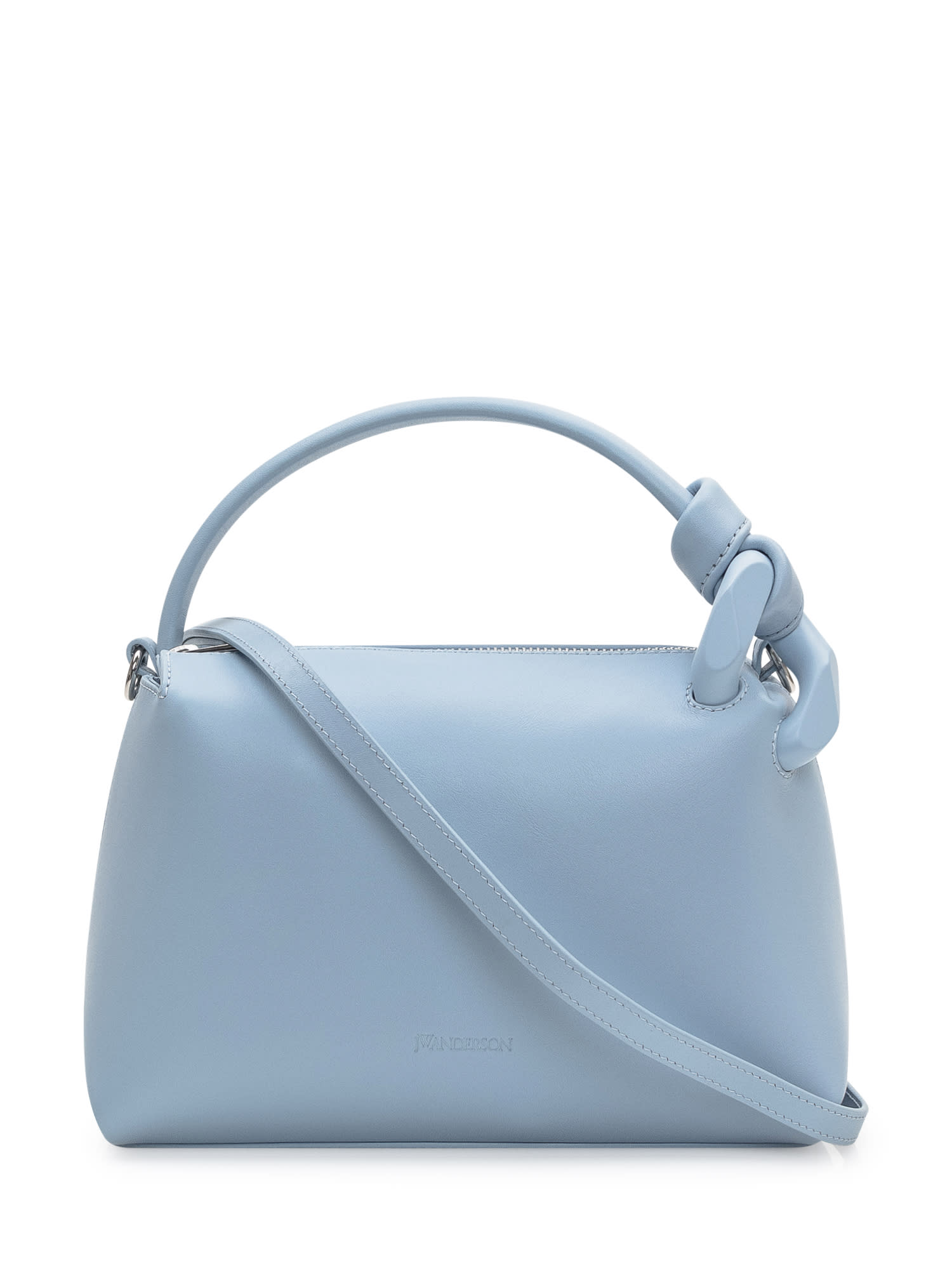 Jw Anderson Light Blue Leather Corner Small Bag In Light Blue