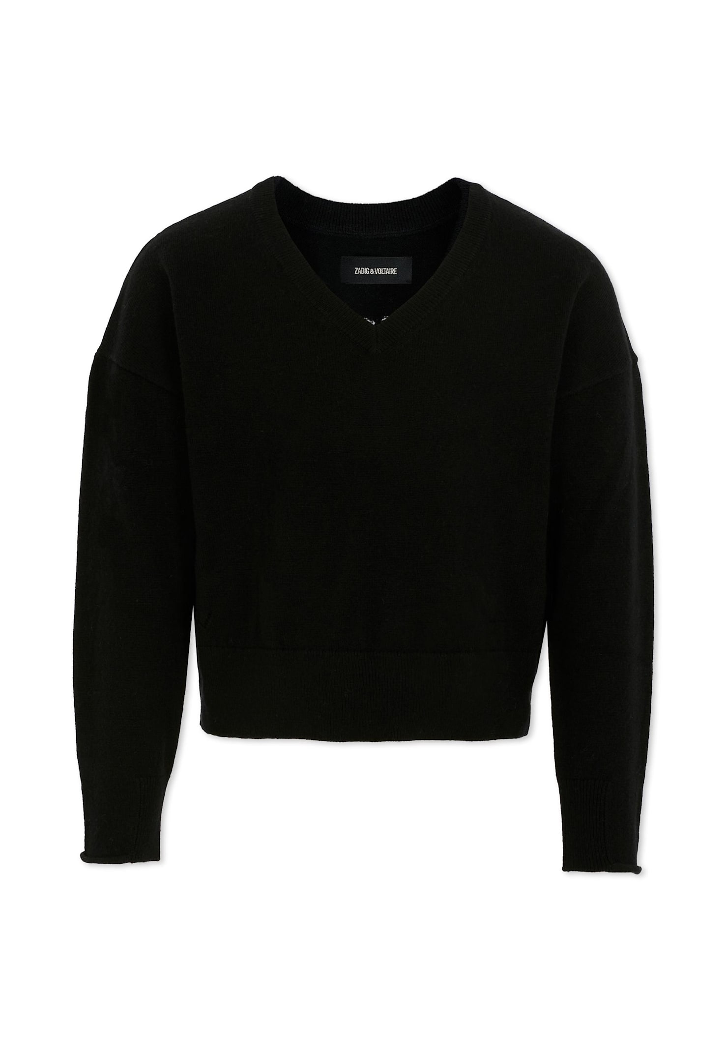 Zadig & Voltaire Black Crop Sweater For Girl With Writing In Black