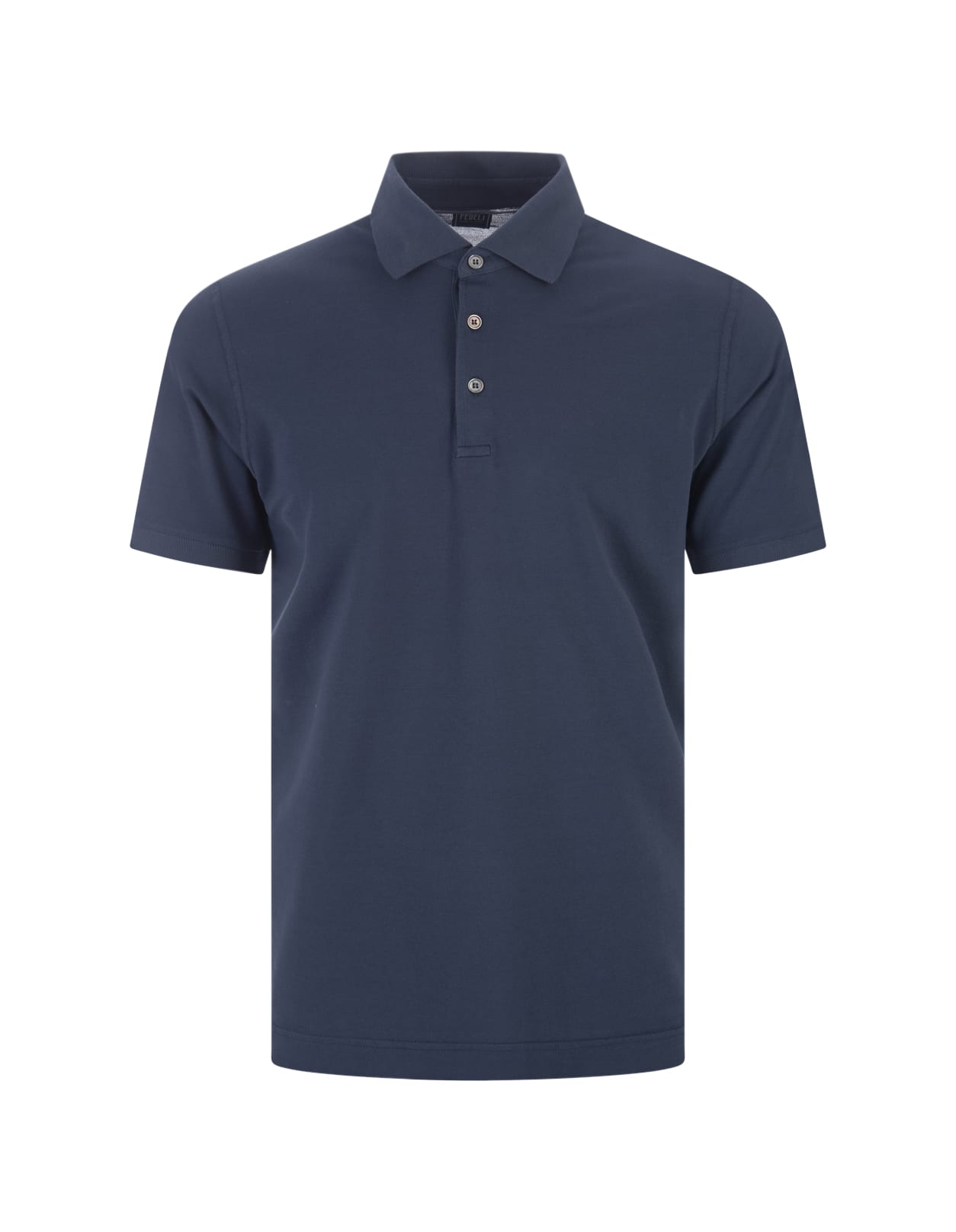 Shop Fedeli Dark Blue Light Cotton Piquet Polo Shirt