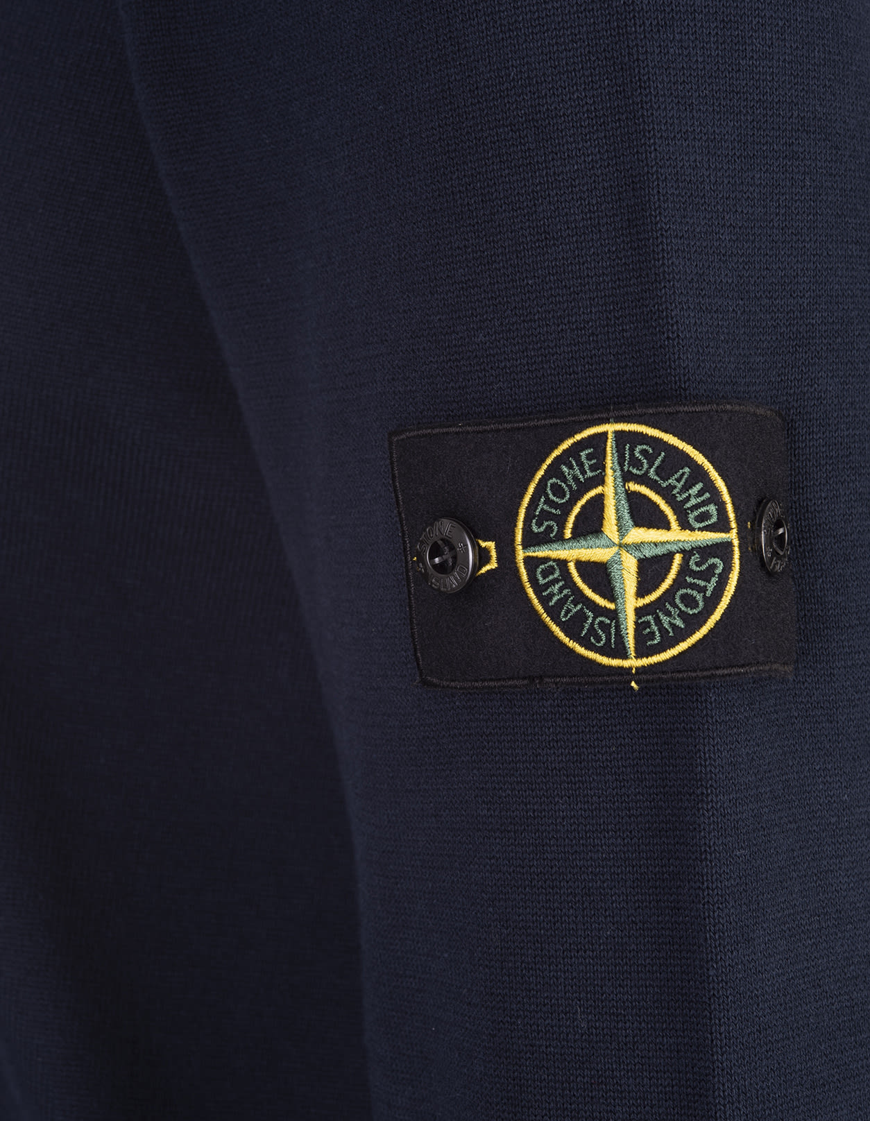Shop Stone Island Navy Blue Shaved Knit Pullover