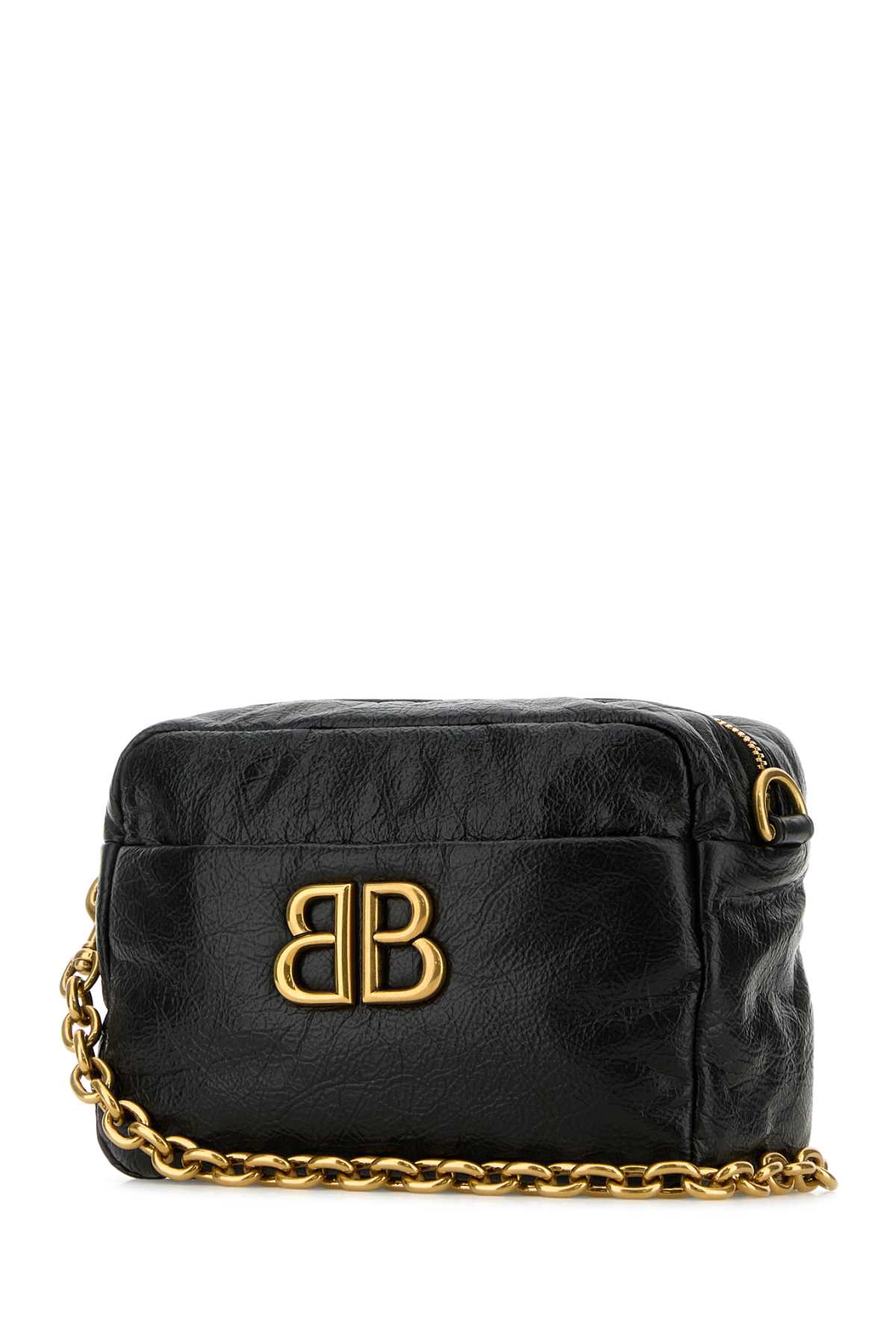 BALENCIAGA BLACK LEATHER MONACO XS CROSSBODY BAG