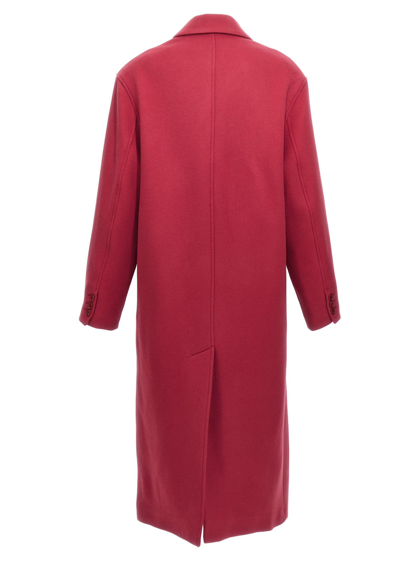 Isabel Marant Theodore Double-breasted Wool Blend Coat In Fuchsia