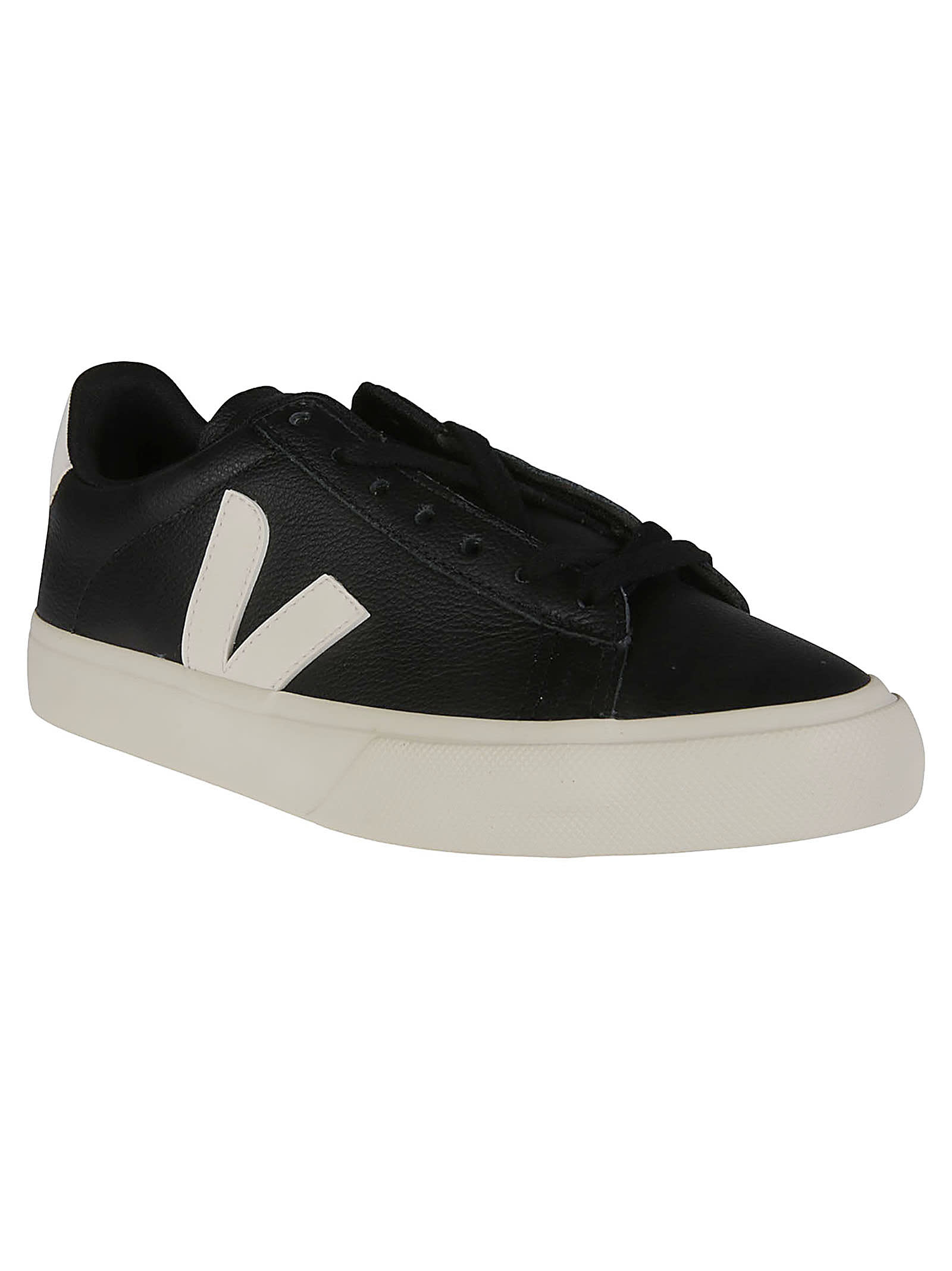 Veja Campo Black And White Low Top Sneakers In Vegan Leather Man In Black