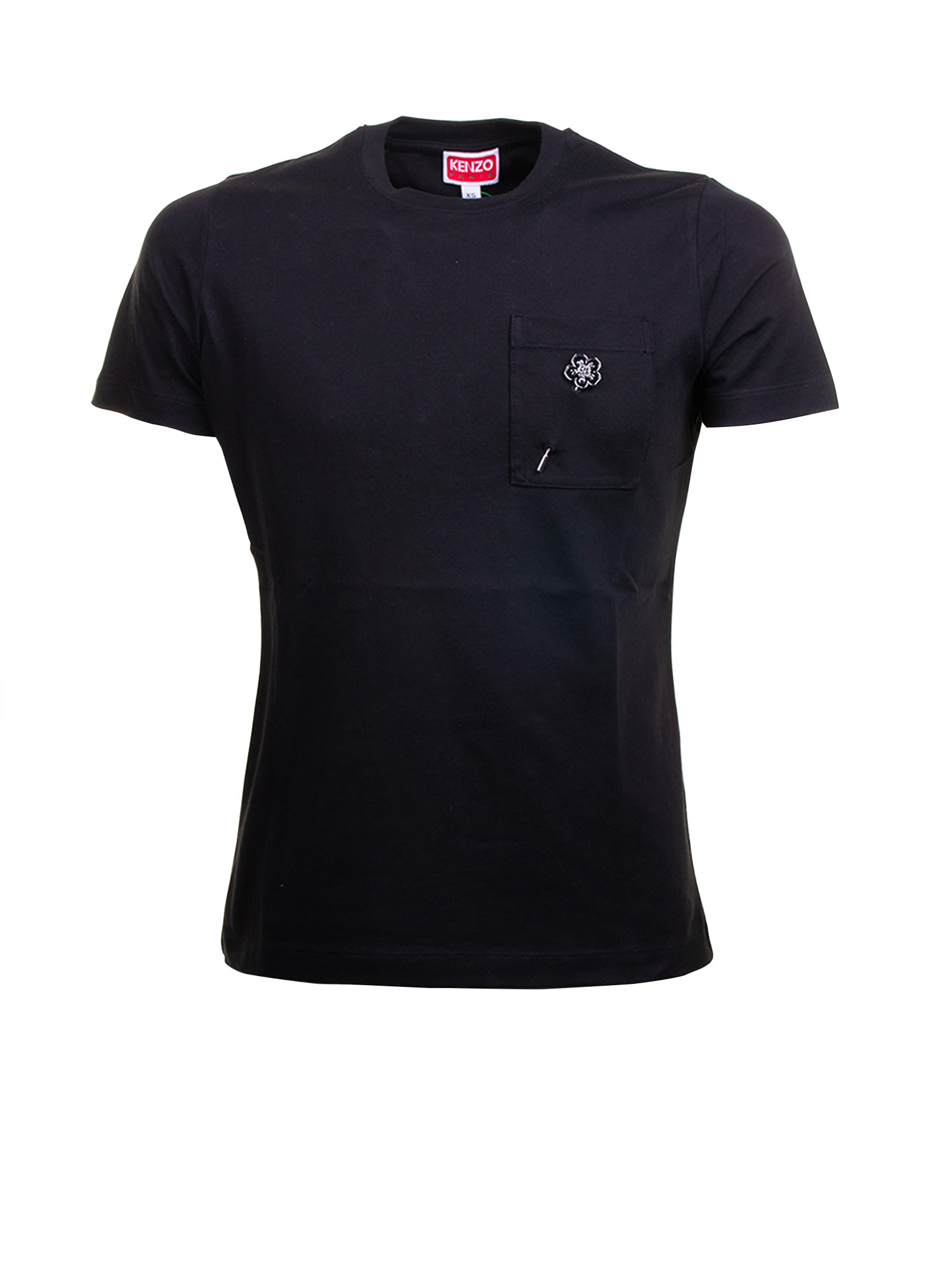 Kenzo 'boke Flower 2,0' Black Crewneck T-shirt With Logo Patch On The Front And Logo Lettering On The Rear In Black