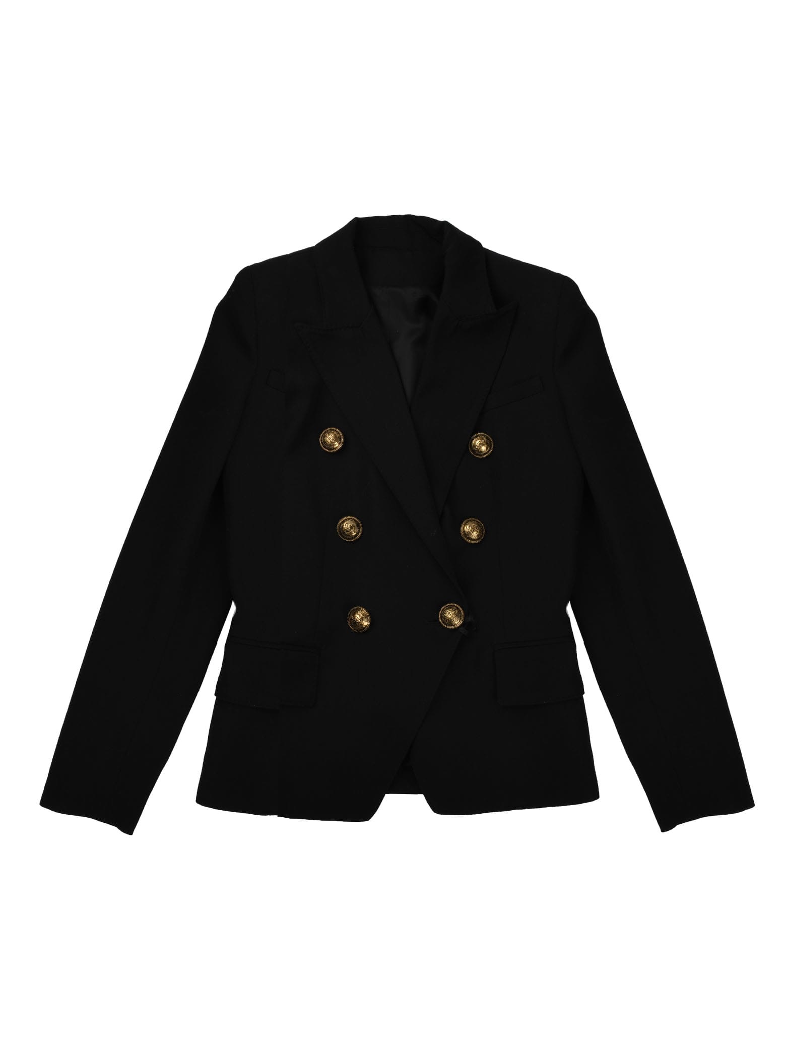 Balmain Double-breasted Black Jacket With Gold Buttons