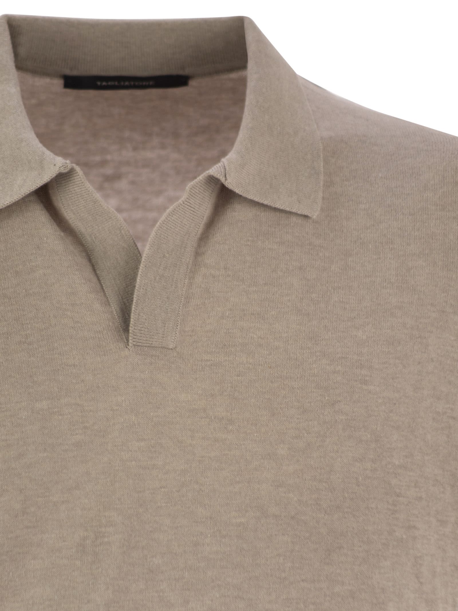 Tagliatore Basic Short-sleeved Cotton Polo Shirt In Beige