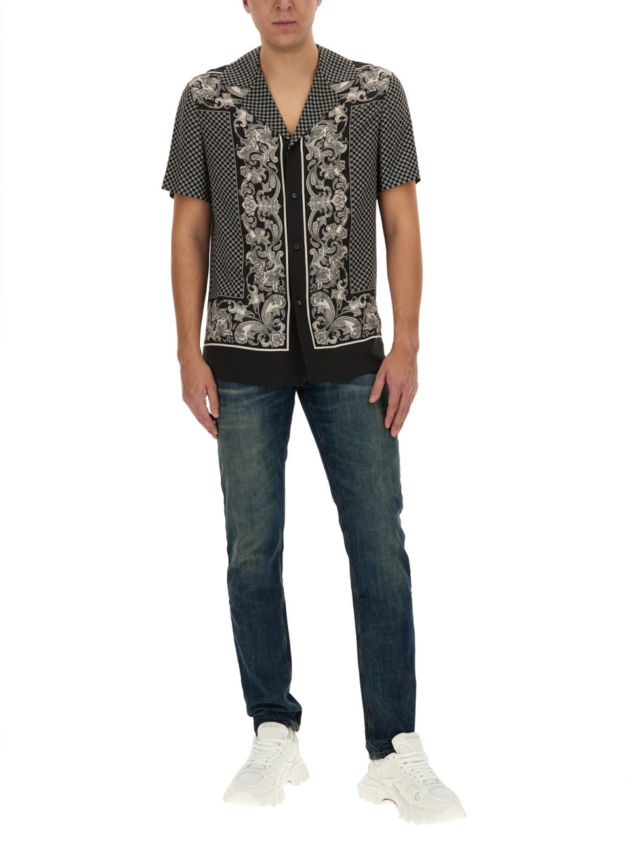 Shop Balmain Monogram Paisley Stamoa Shirt In Multicolour