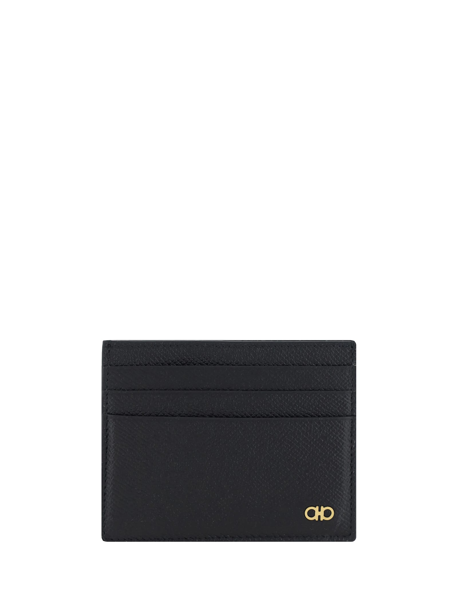 Ferragamo Leather Card Holder In Black