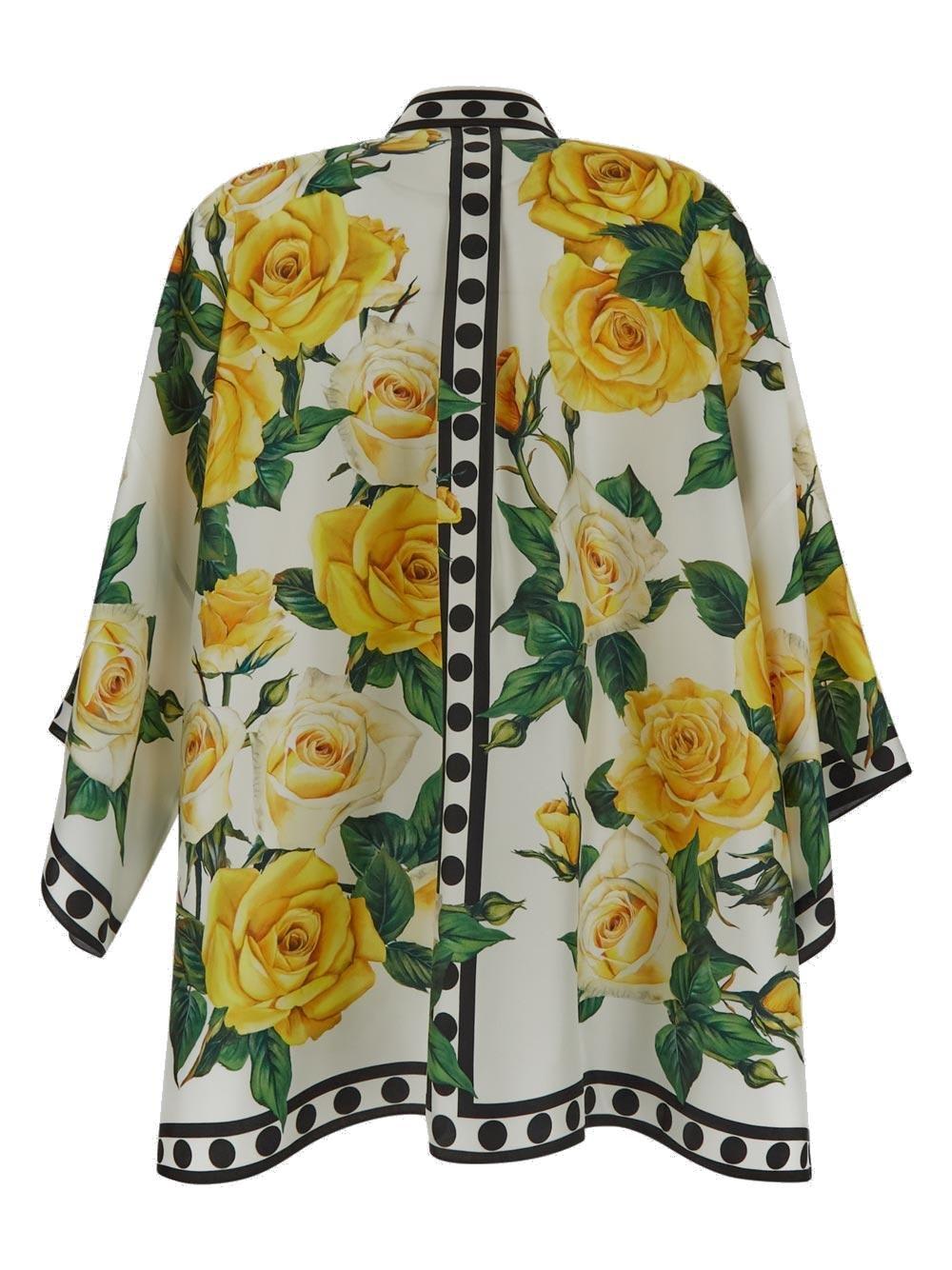 Shop Dolce & Gabbana Floral Printed Shirt In White
