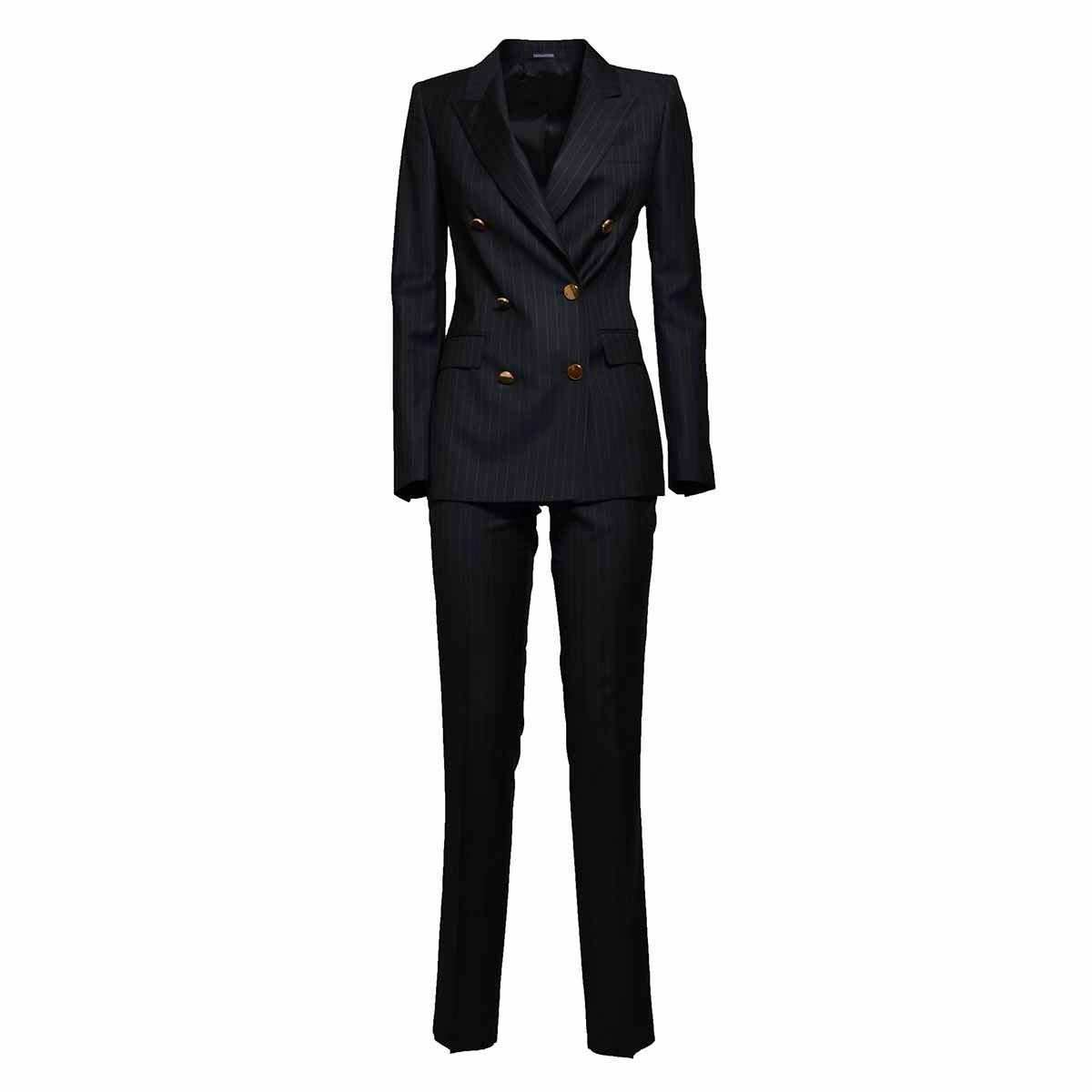 Shop Tagliatore Double-breasted Two-piece Suit Set In Nero