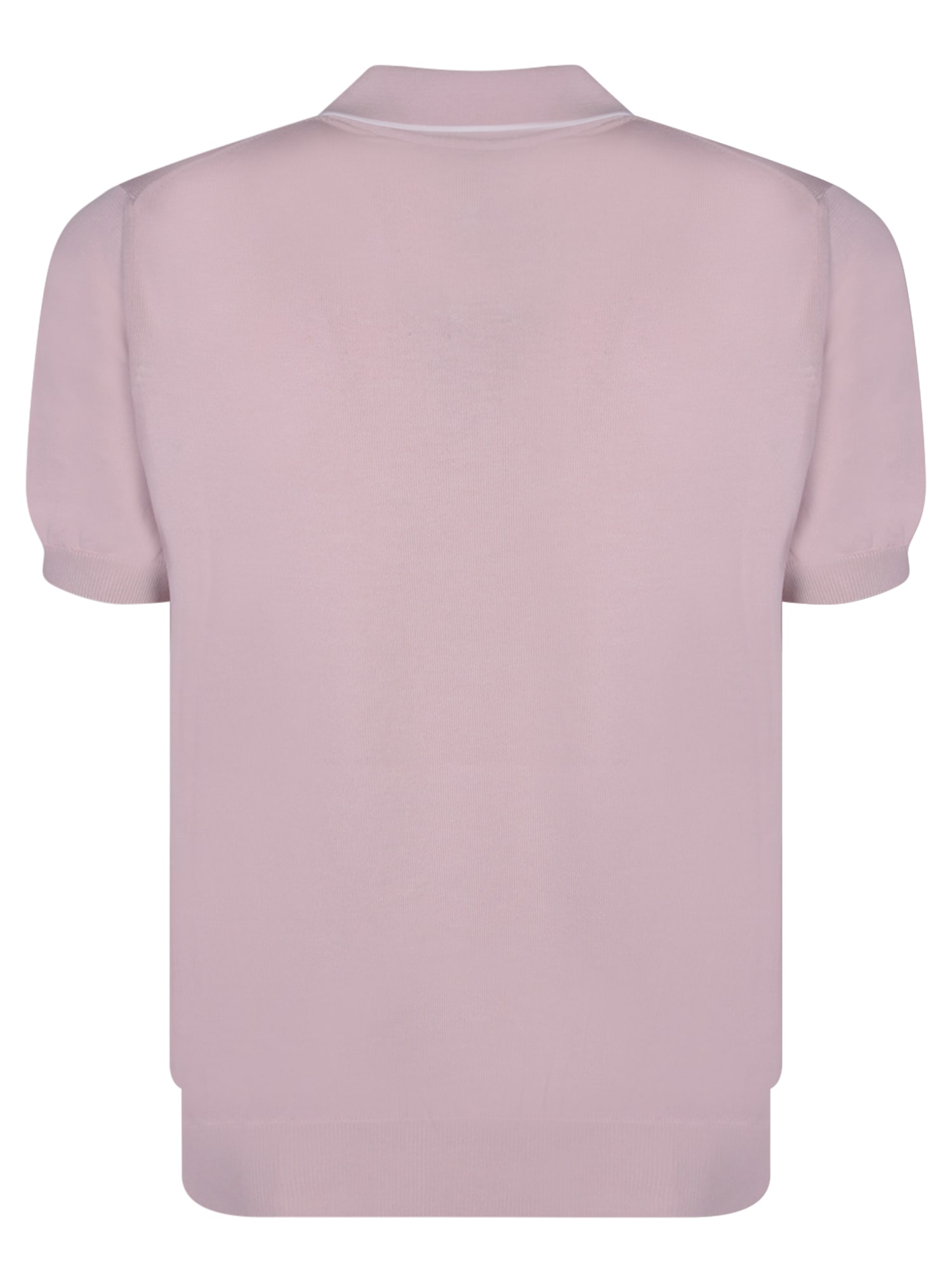 Shop Canali Open Edges White/pink Polo Shirt In Orange