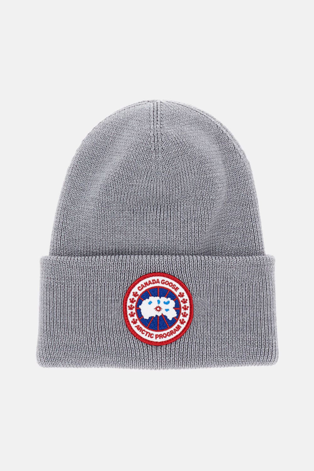 Canada Goose Knitted Wool Beanie Hat With Fold-over Cuff In Gray