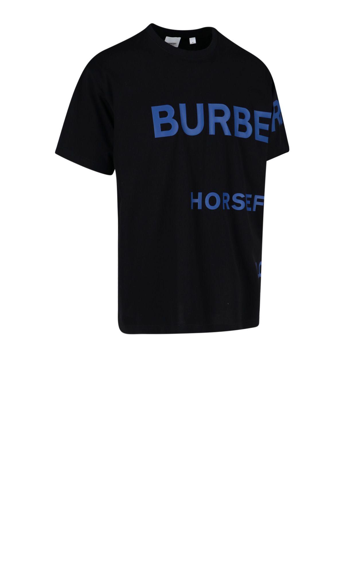 Burberry Cotton Oversized Horseferry Print T-shirt In Black/blue | ModeSens