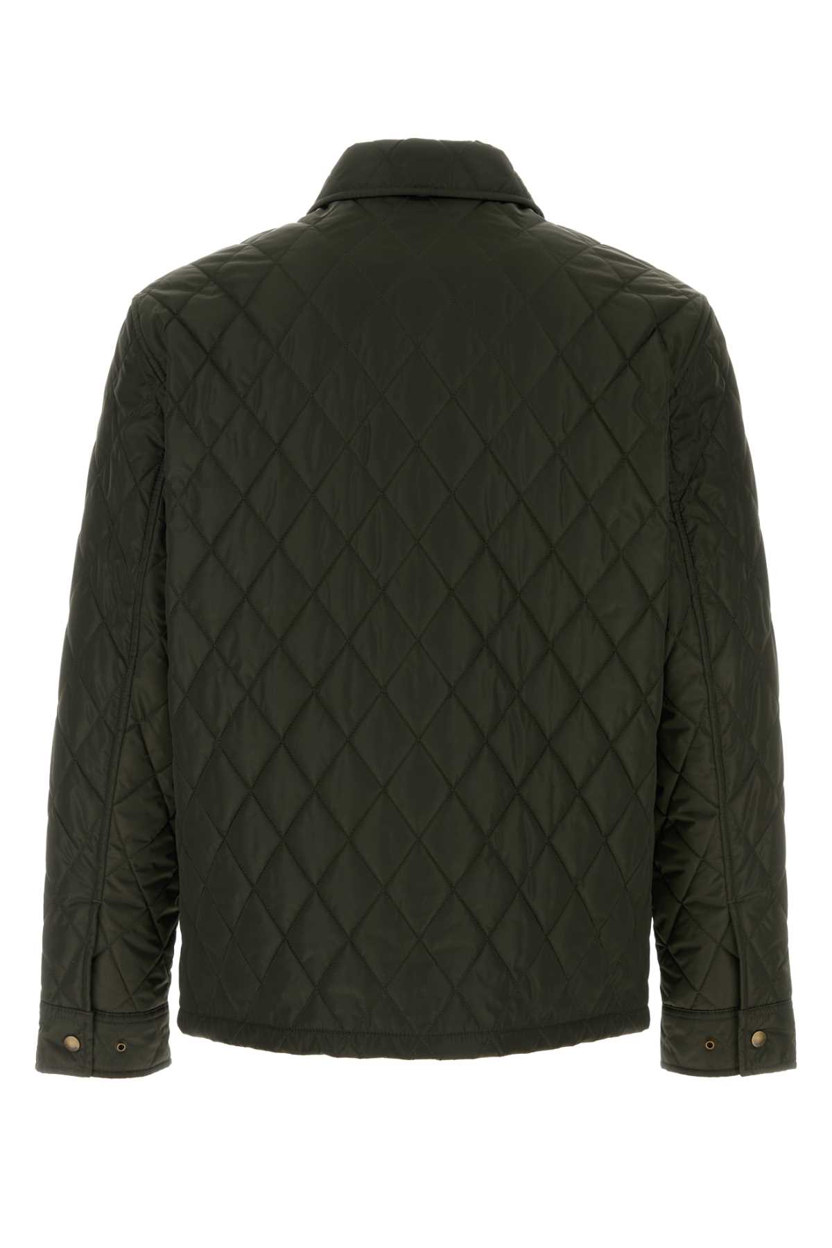 Shop Burberry Olive Green Nylon Jacket