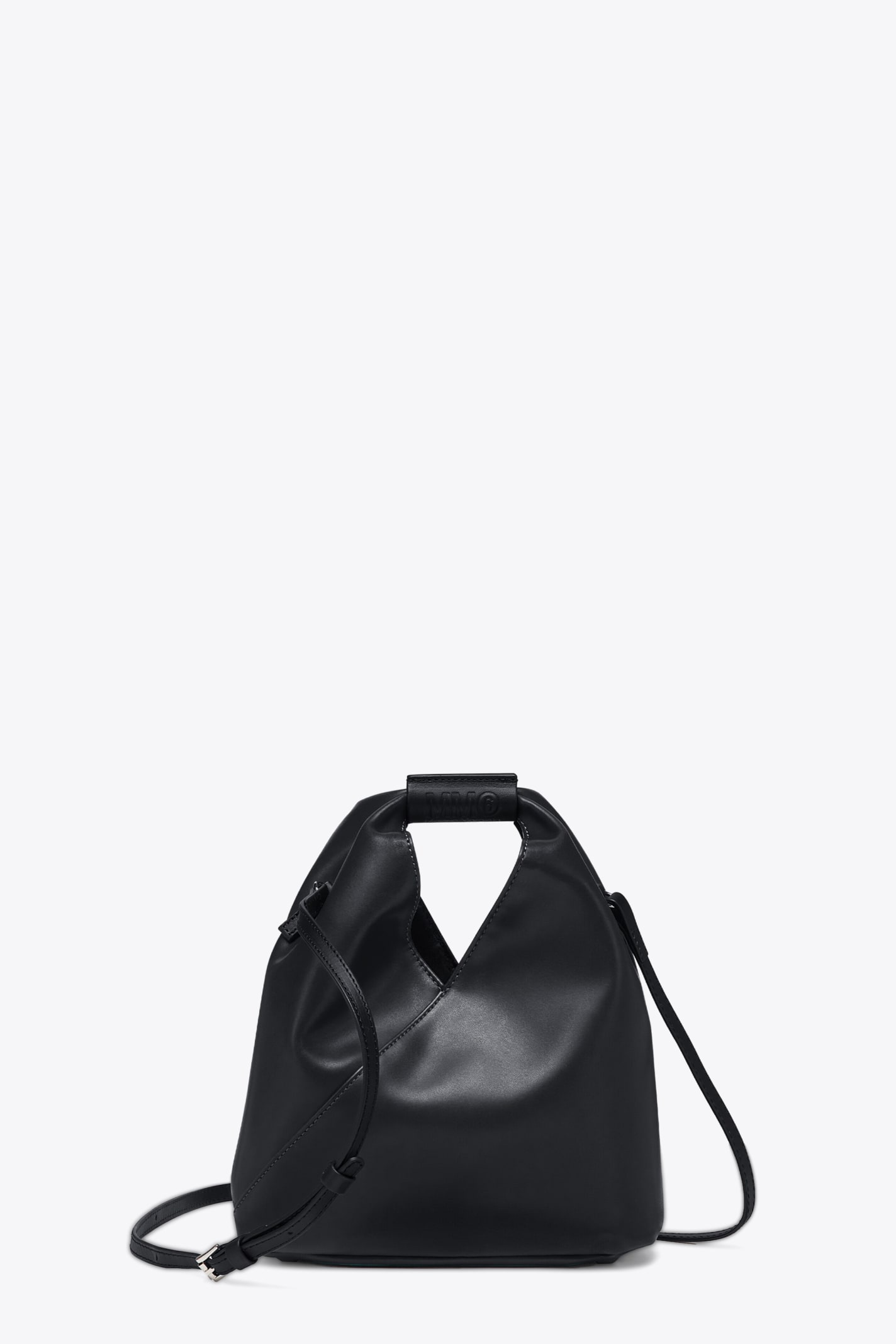 Shop Mm6 Maison Margiela Borsa Mano Black Syntethic Leather Japanese Bag With Shoulder Strap In Nero
