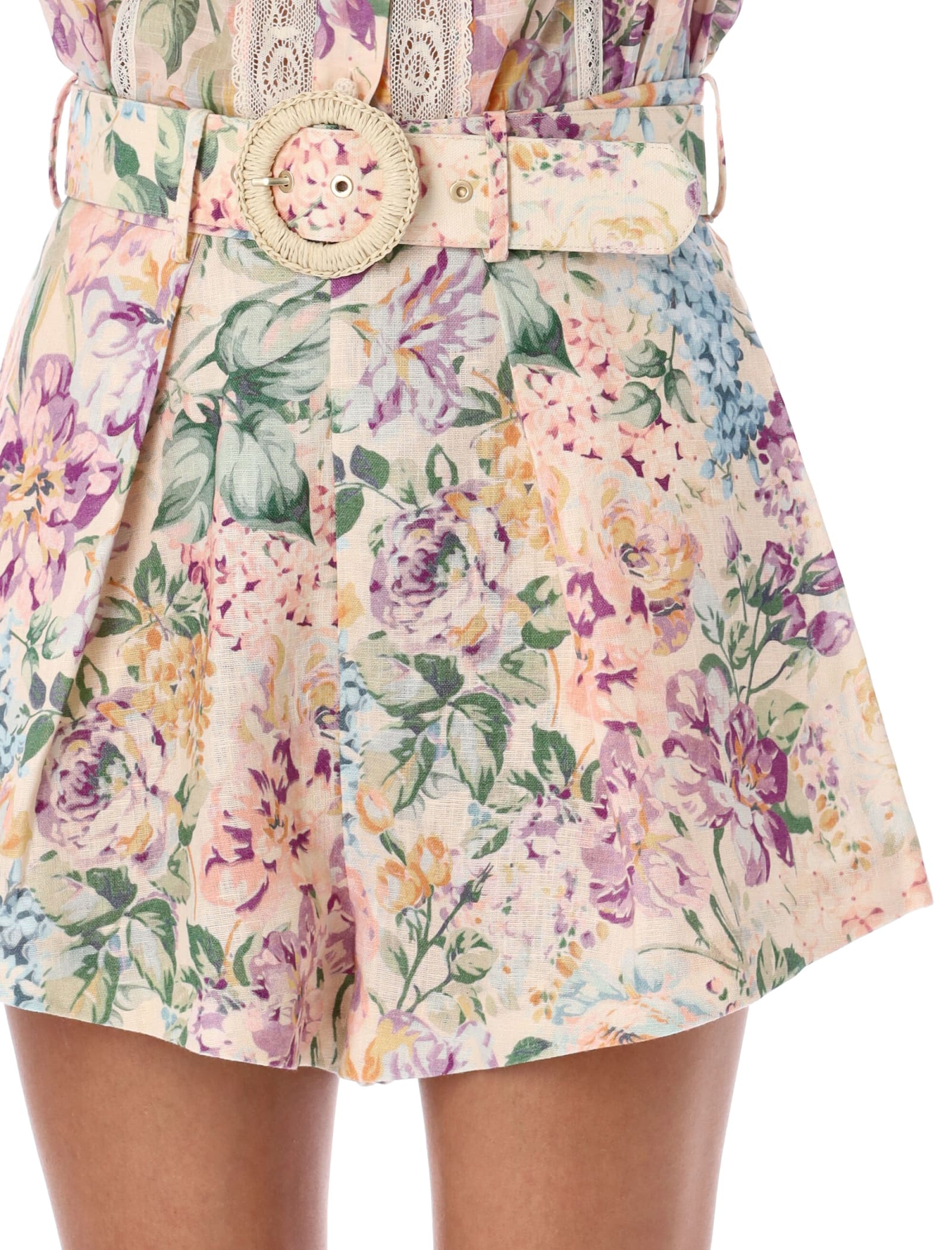 Shop Zimmermann Halliday Shorts In Multi Flower