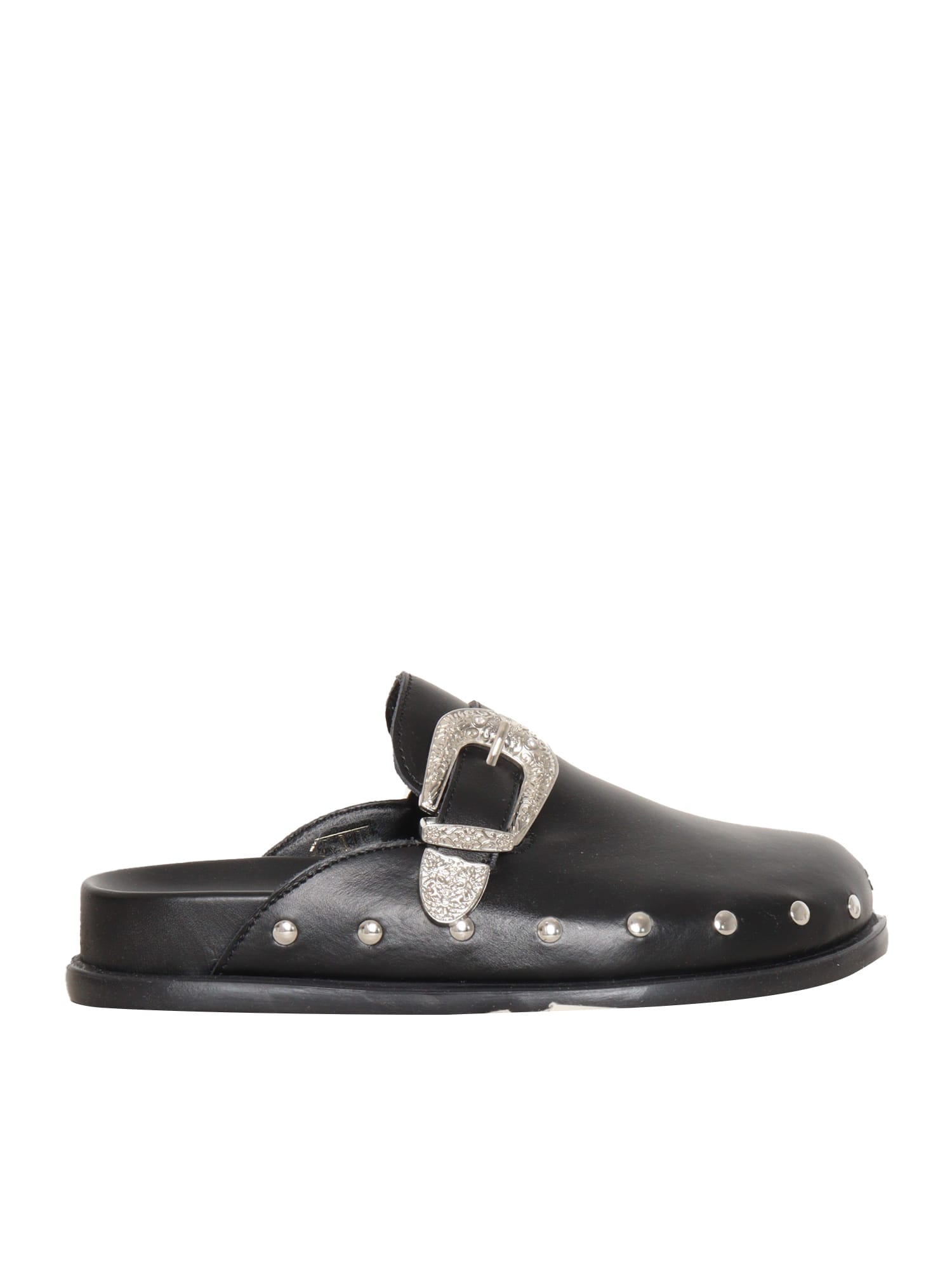 Monnalisa Studded Sabot Shoes In Black
