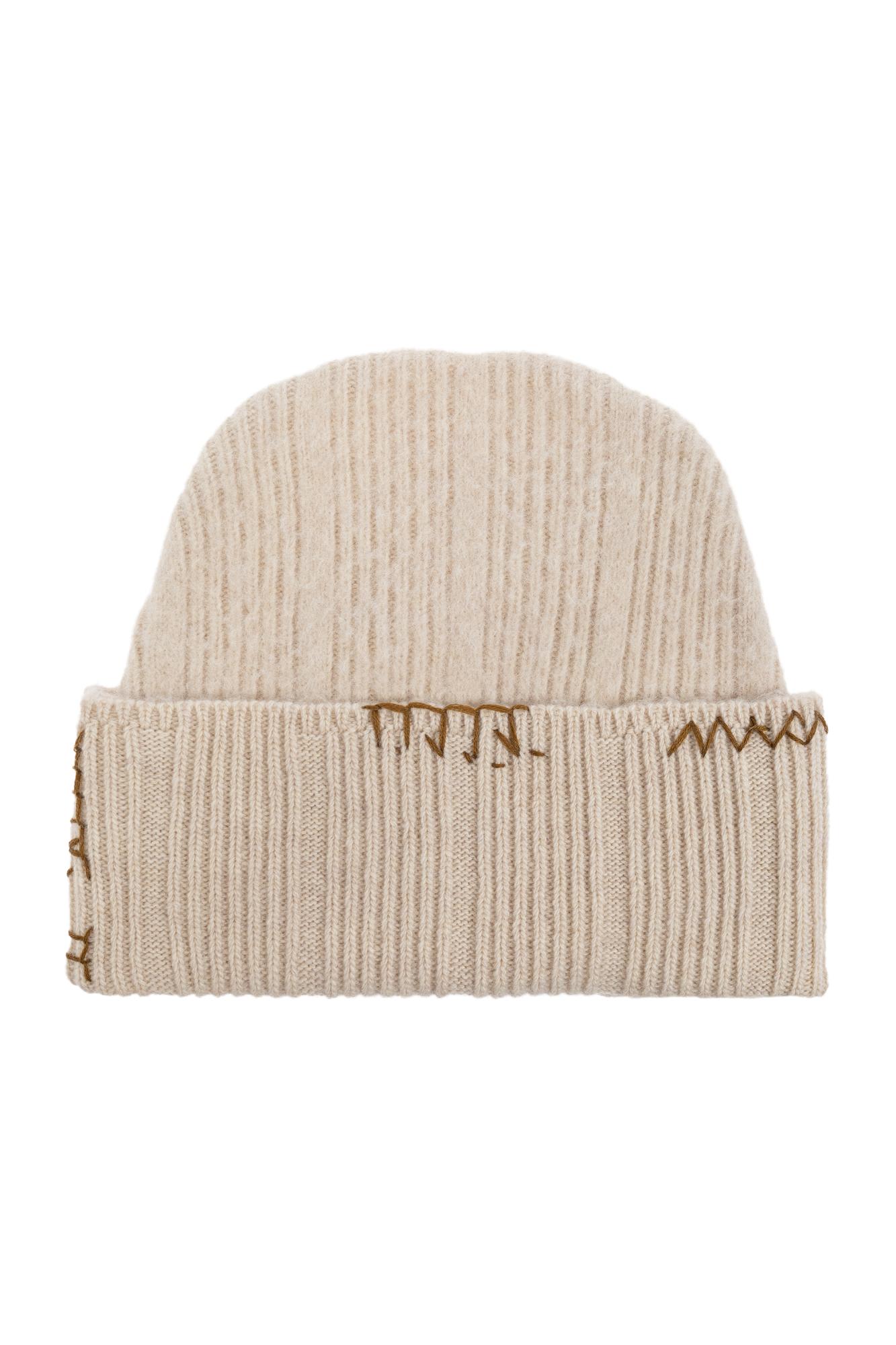 Marni Wool Beanie With Stitching In Brown