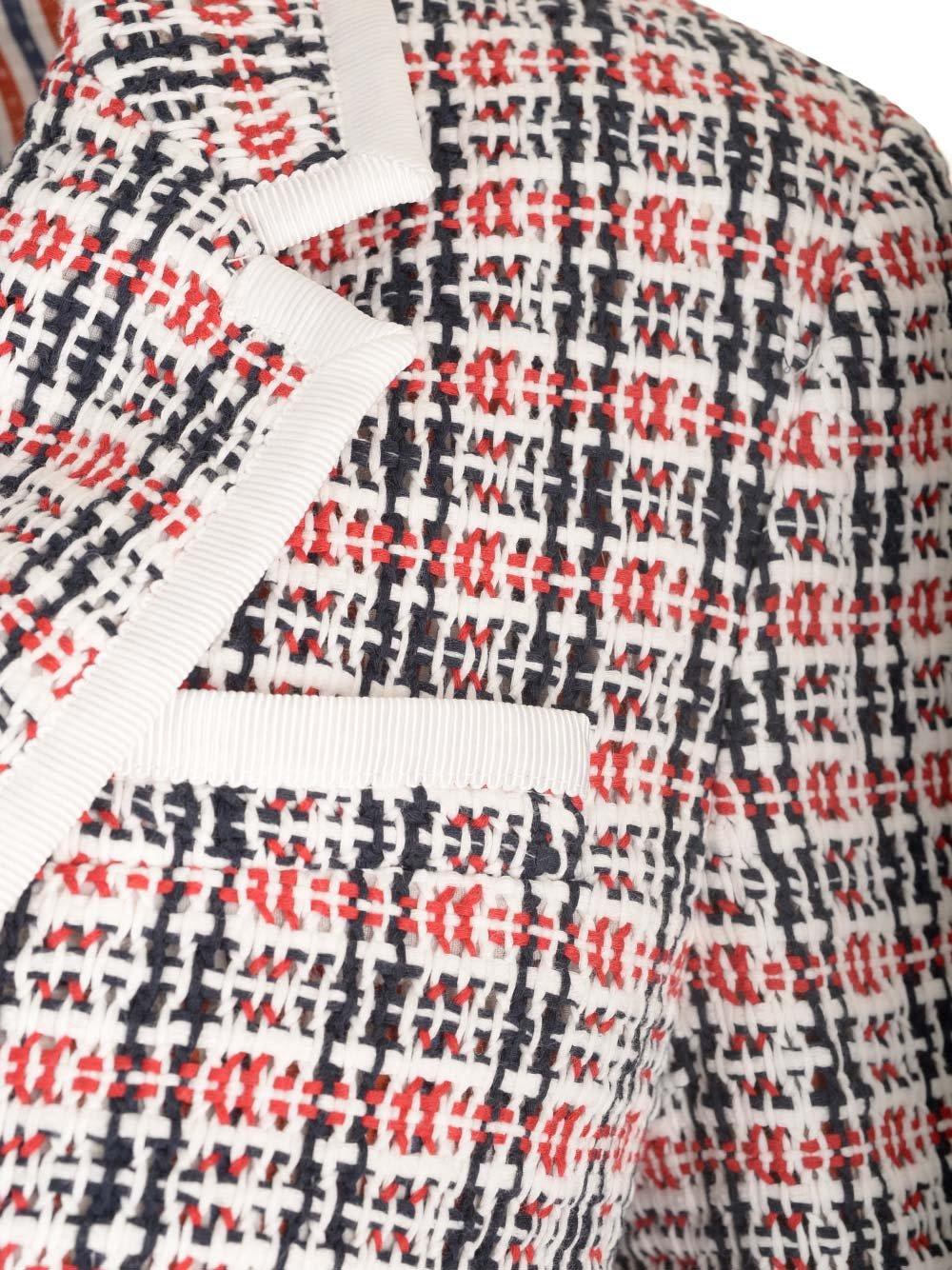 Thom Browne Check-pattern Buttoned Tweed Jacket In Multicolour