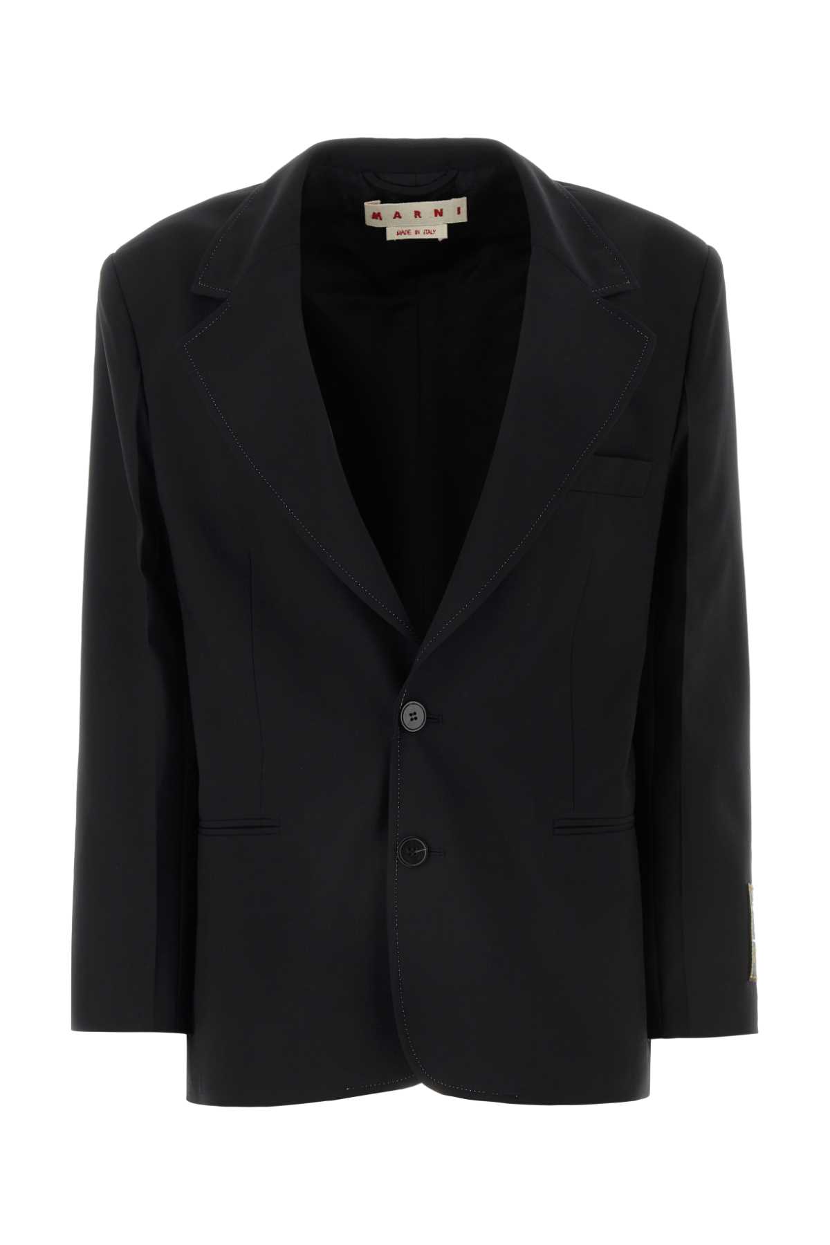 Shop Marni Black Polyester Stretch Blazer