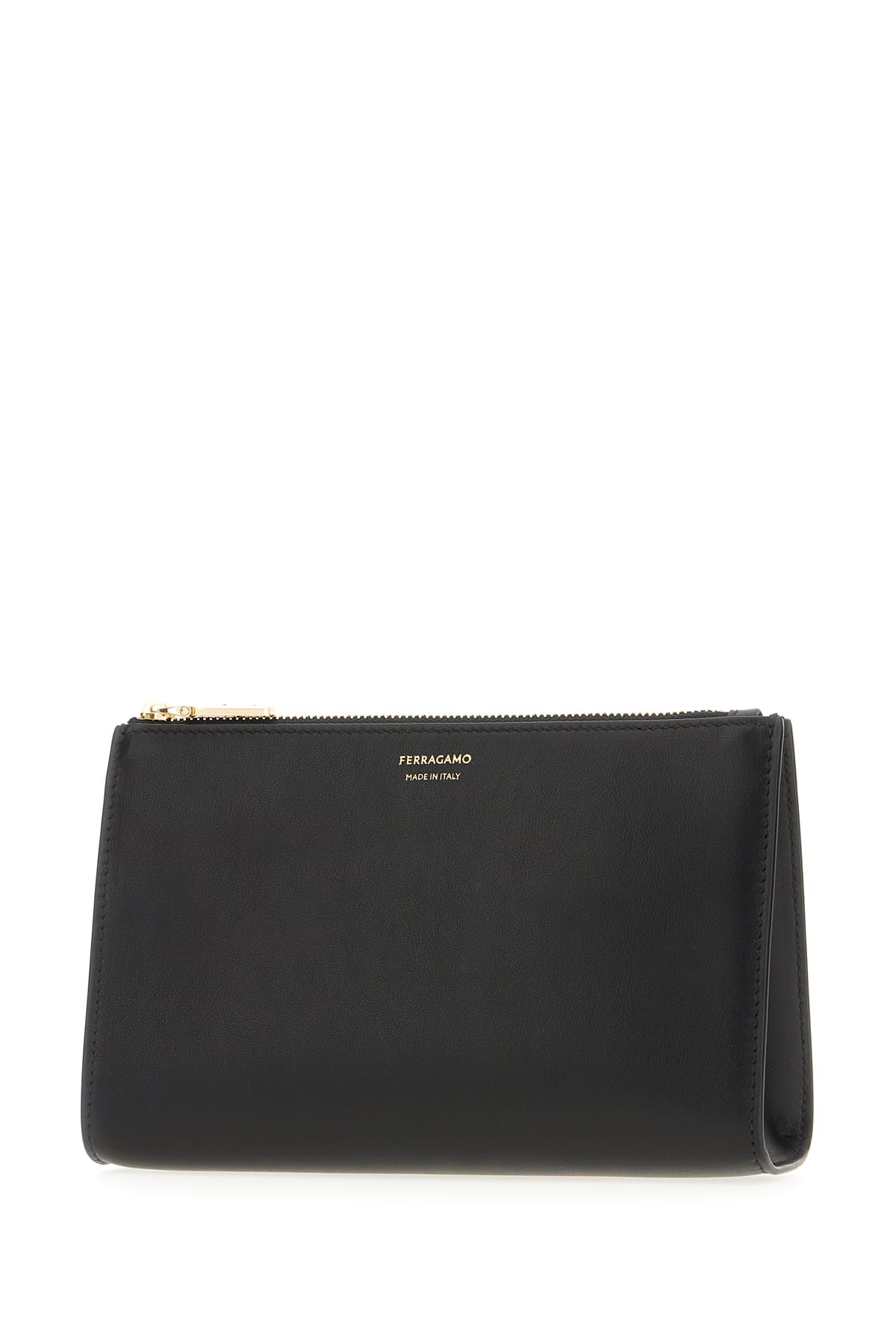 Shop Ferragamo Black Leather Clutch In Nero