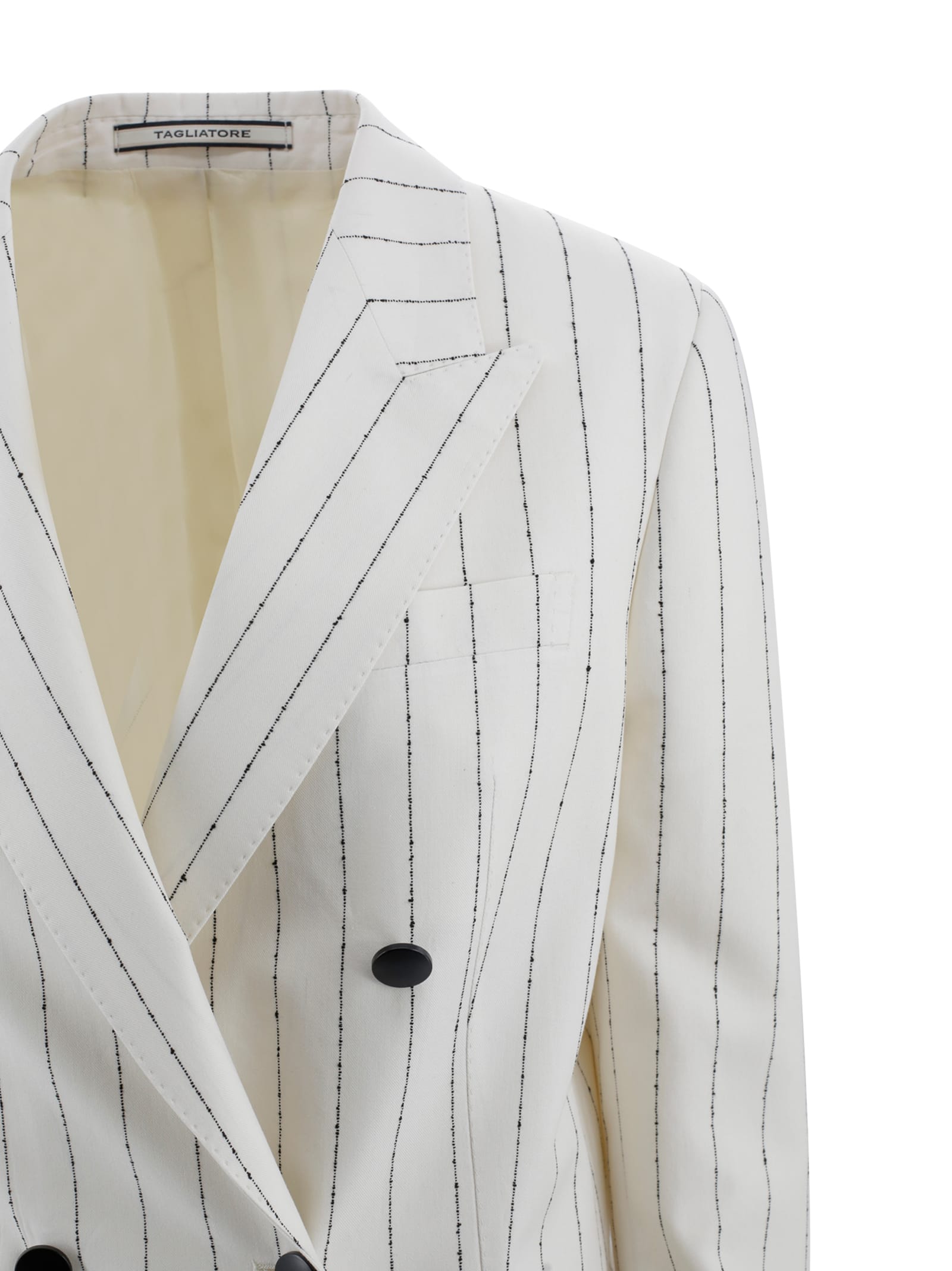 Tagliatore Double-breasted Striped Jacket In White